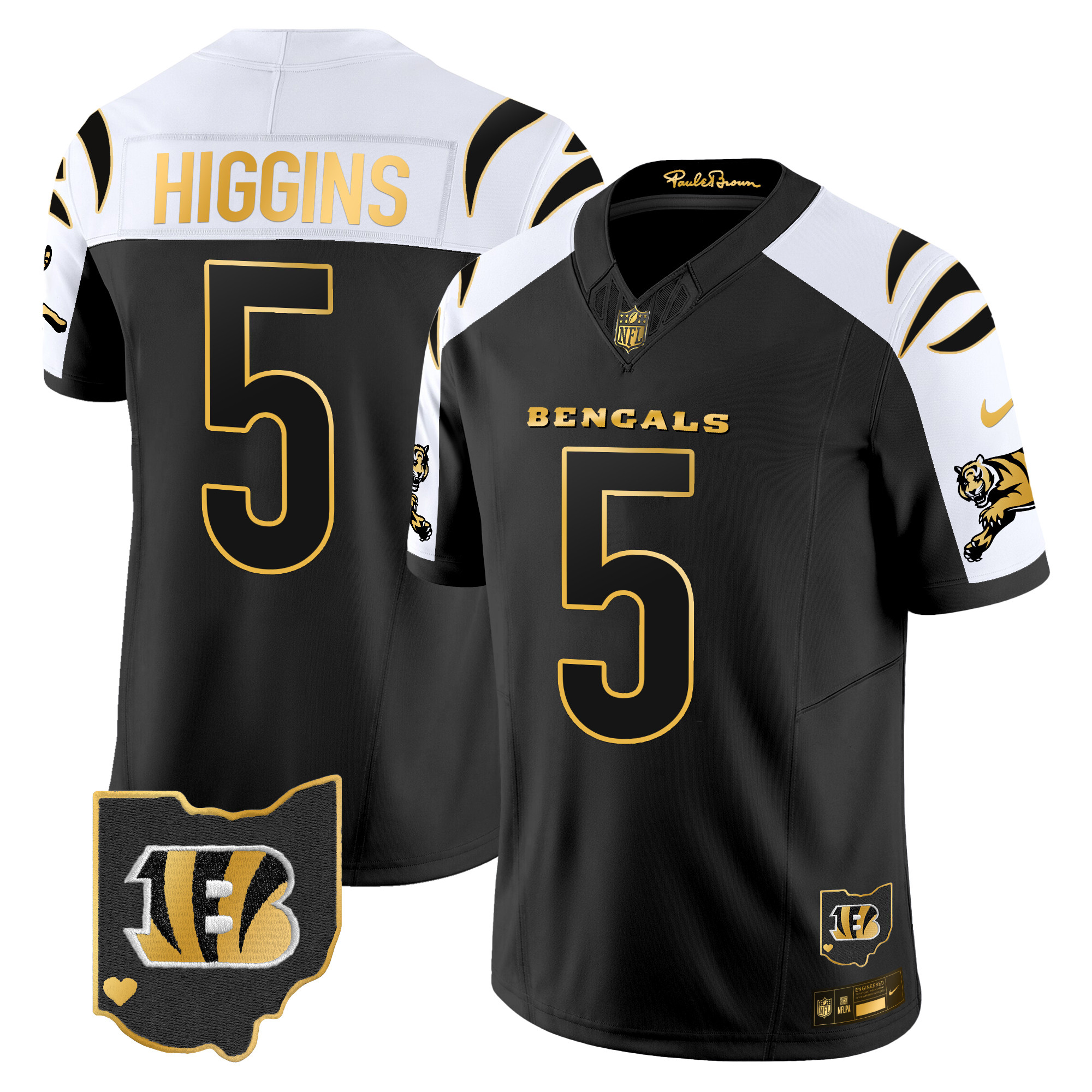 Men's Tee Higgins Cincinnati Bengals 2024 Gold Vapor Limited Alternate Jersey - All Stitched