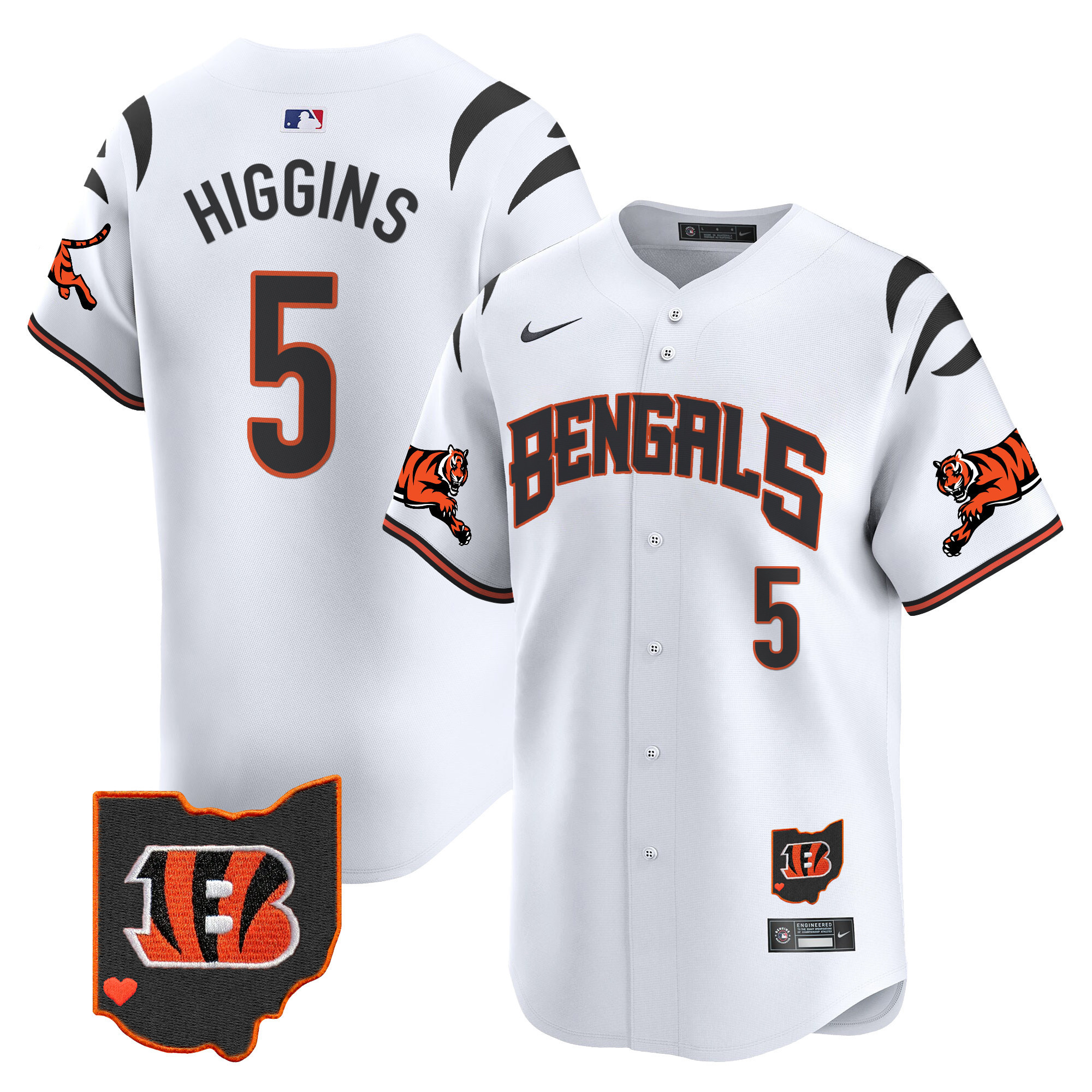 Men's Tee Higgins Cincinnati Bengals Vapor Premier Limited White Jersey - All Stitched