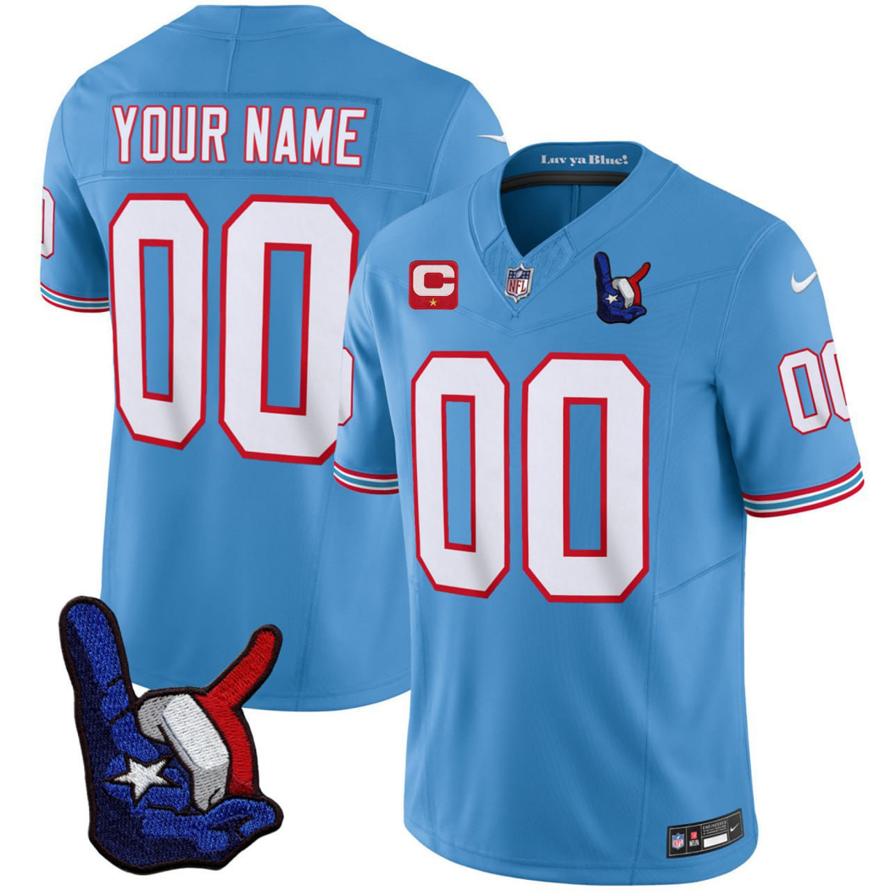 Men's Tennessee Titans Oilers Throwback Light Blue Custom Vapor F.U.S.E Limited Jersey – All Stitched