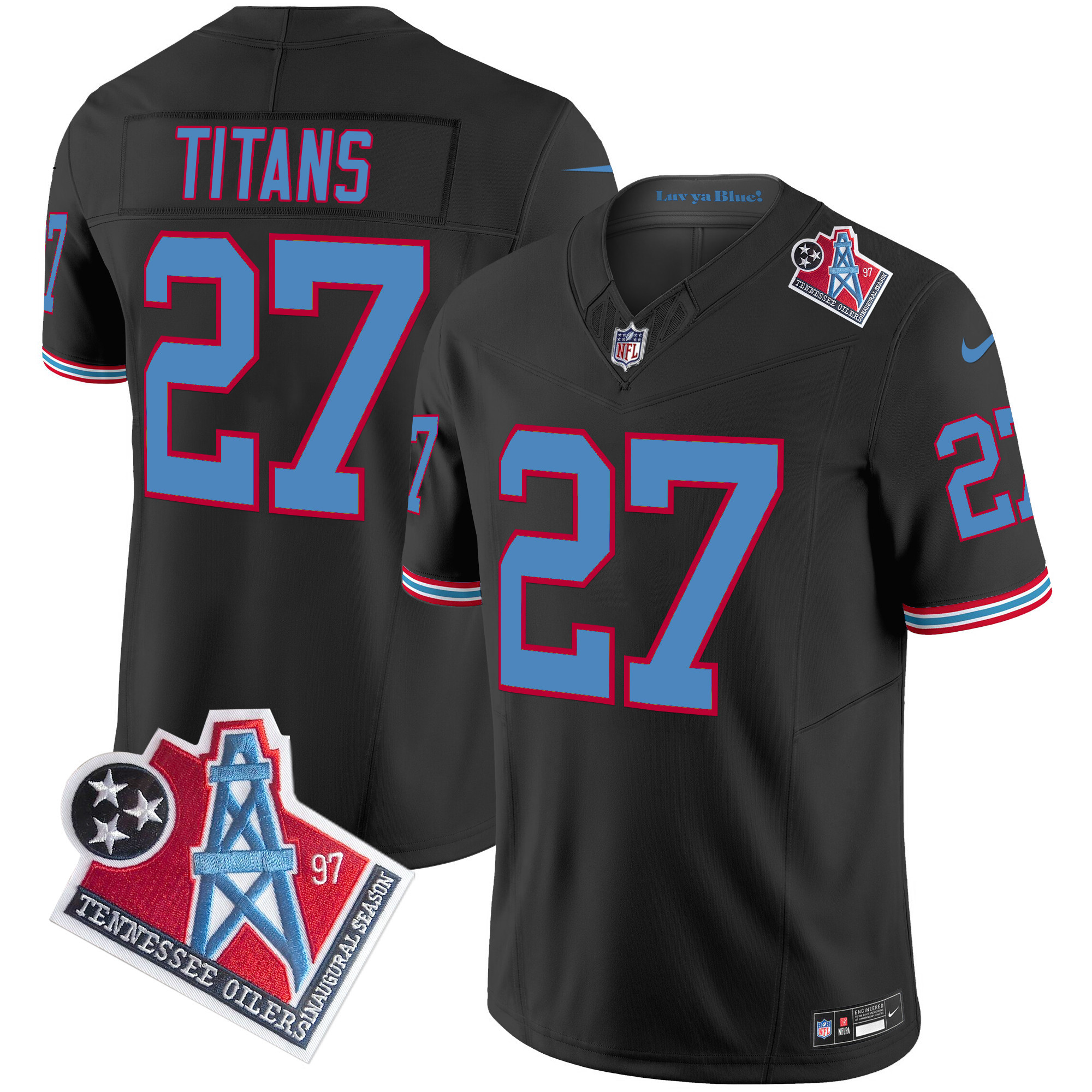 Men's Tennessee Titans Titans 1997 Throwback Limited Vapor Limited Black Jersey - All Stitched