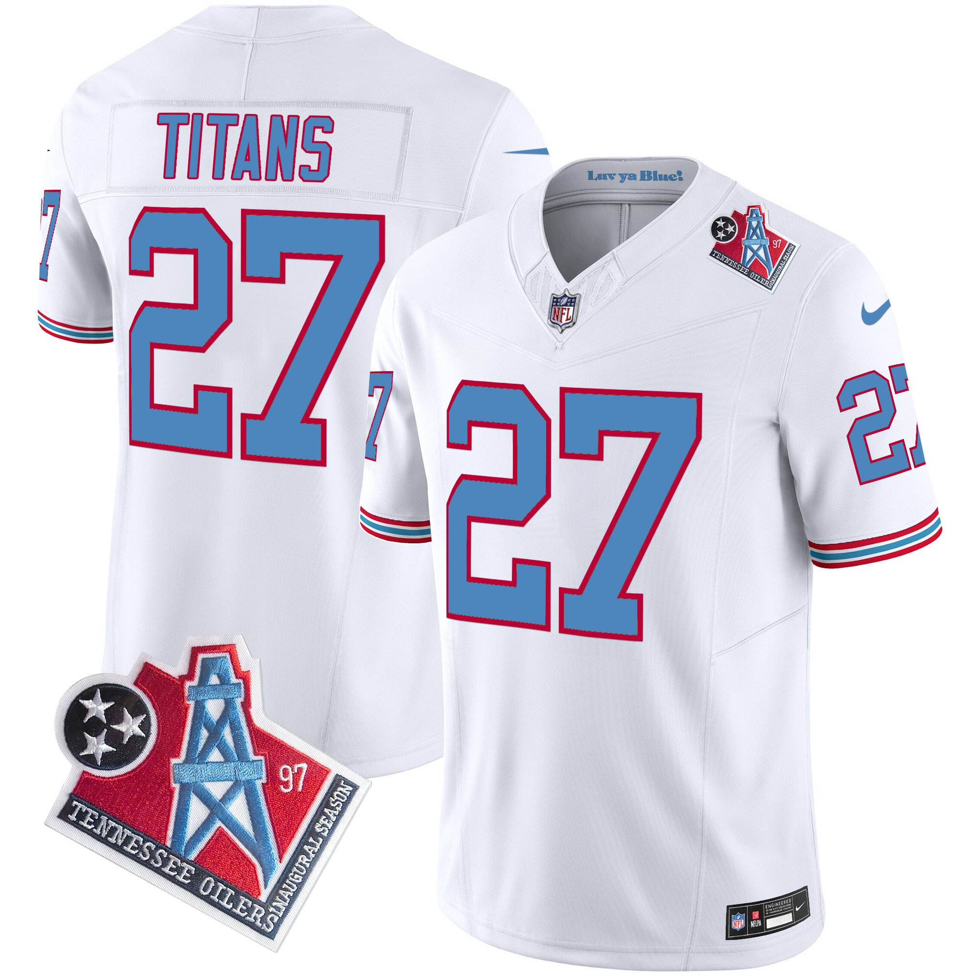 Men's Tennessee Titans Titans 1997 Throwback Limited Vapor Limited White Jersey - All Stitched