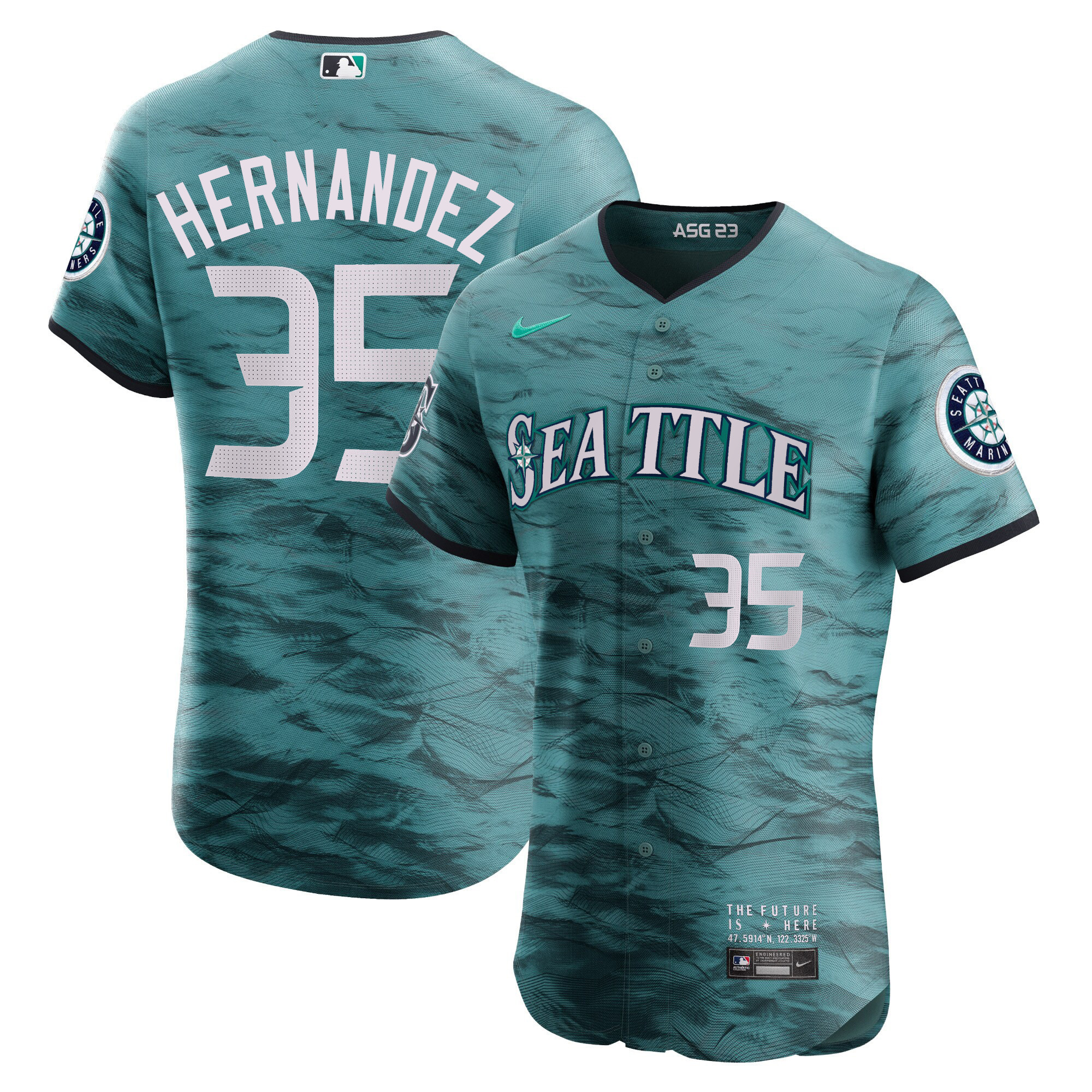 Men's Teoscar Hernandez Seattle Mariners 2023 All-Star Game Teal Jersey - All Stitched