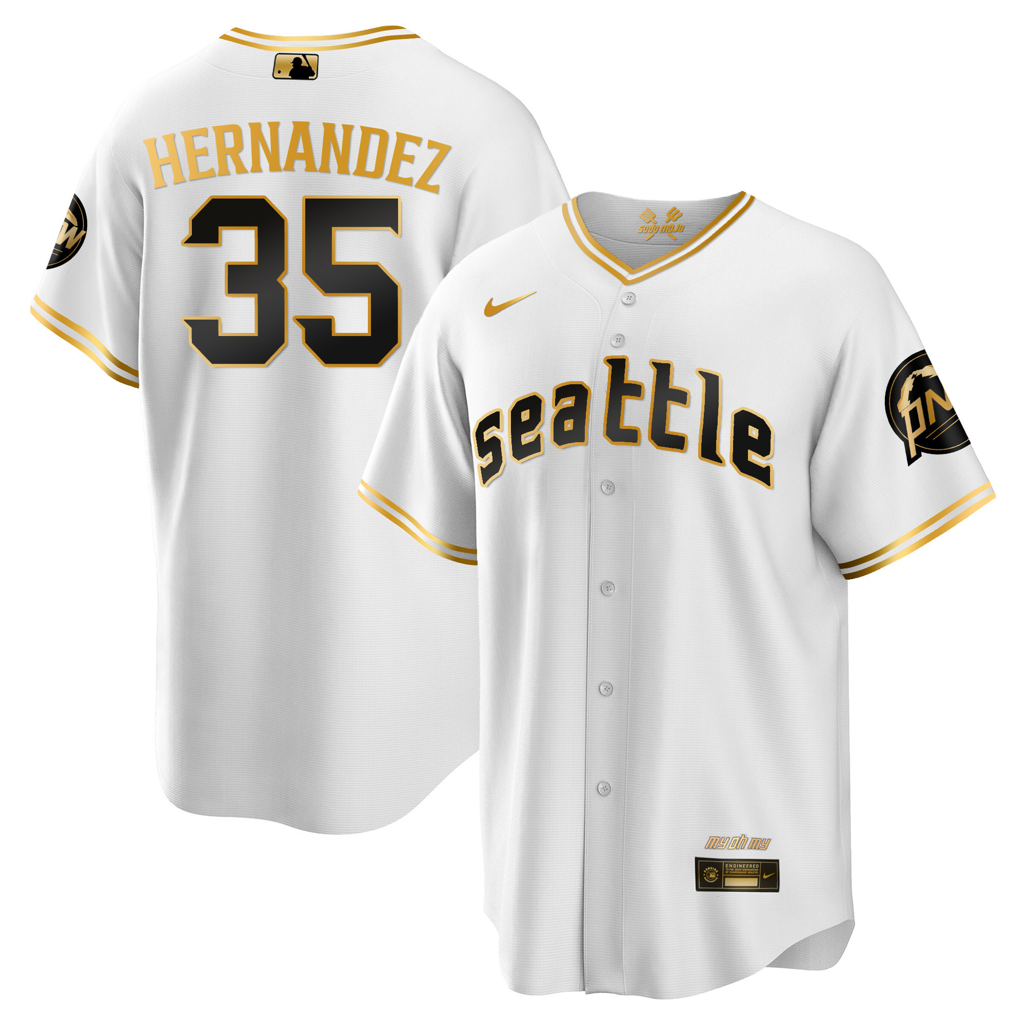 Men's Teoscar Hernandez Seattle Mariners City Connect Cool Base White Gold Jersey - All Stitched