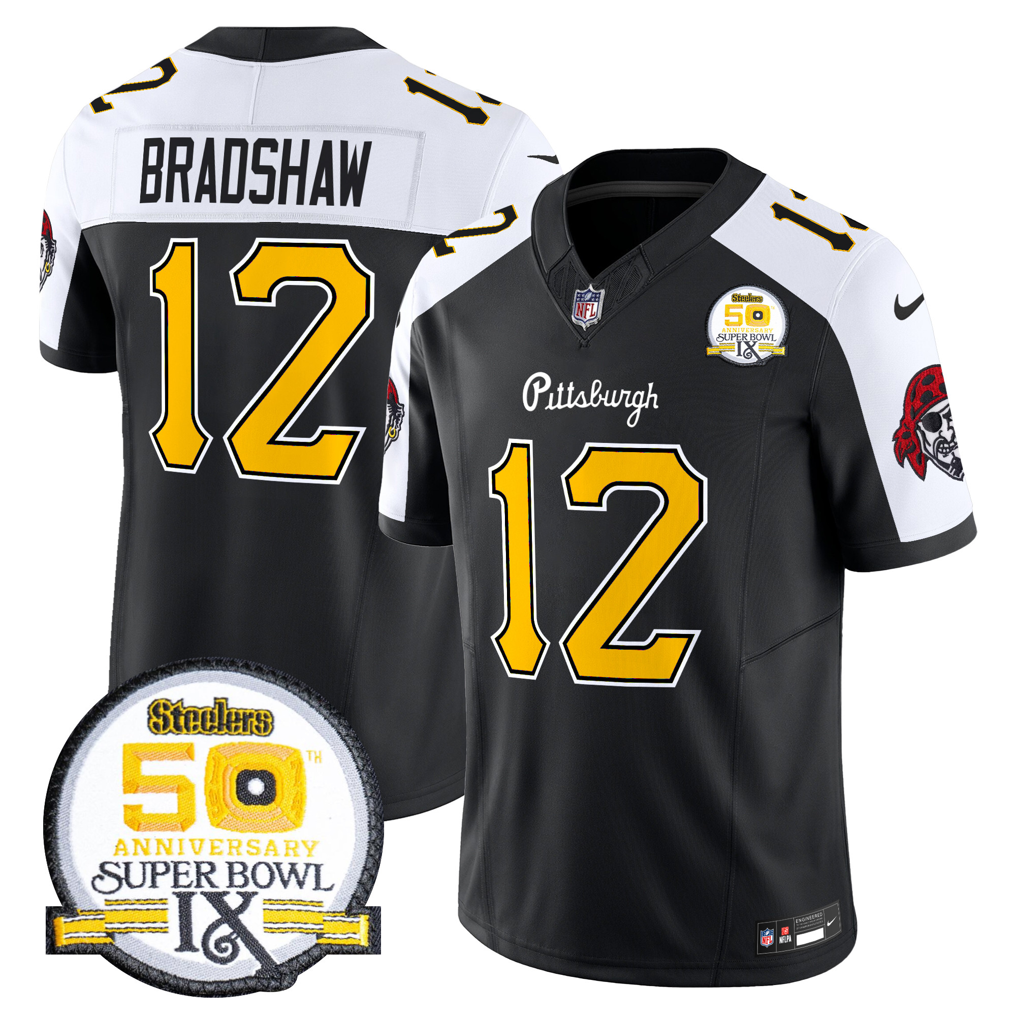 Men's Terry Bradshaw Pittsburgh Steelers 2024 Vapor Limited Black Alternate Jersey - All Stitched