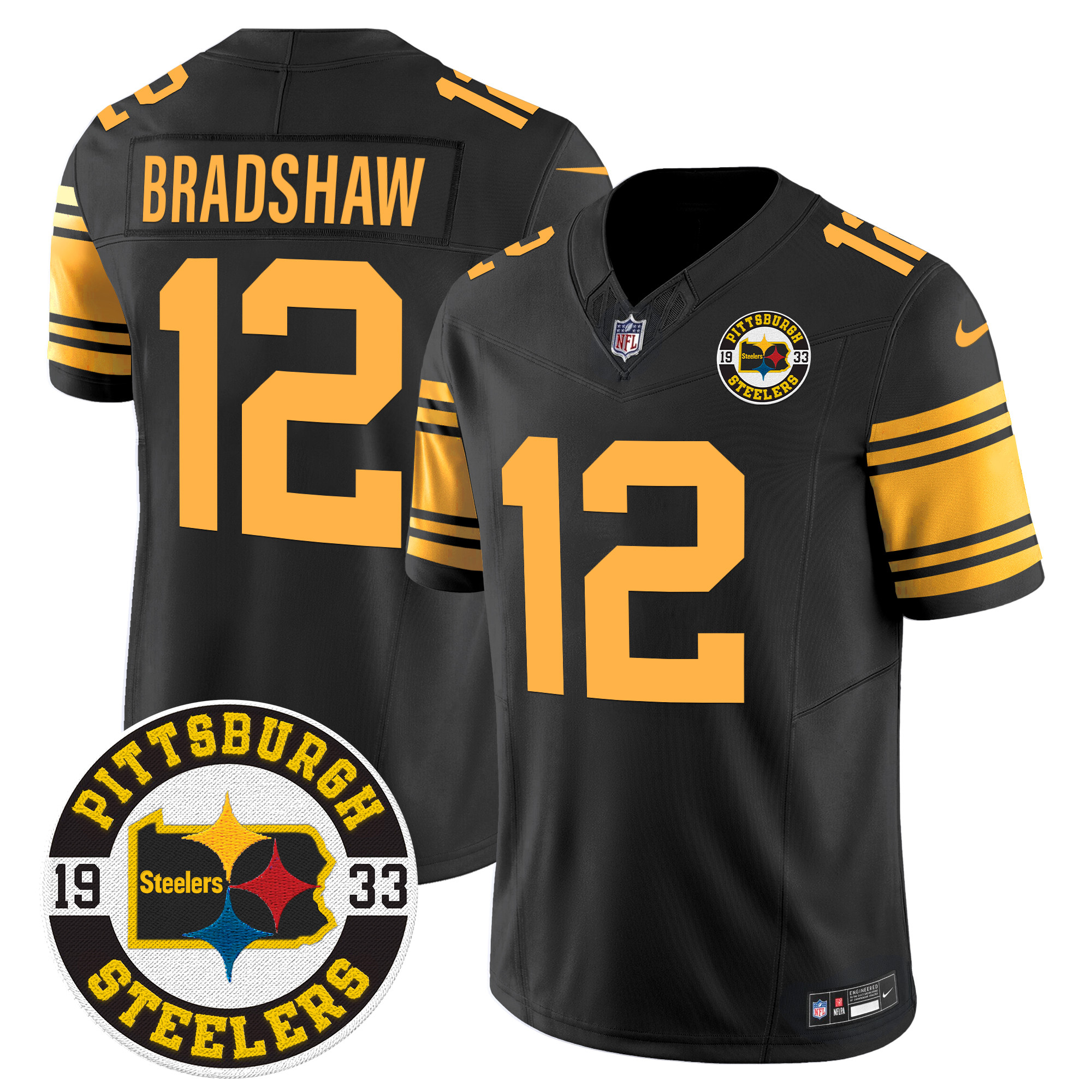 Men's Terry Bradshaw Pittsburgh Steelers 2024 Vapor Limited Color Rush Jersey - All Stitched