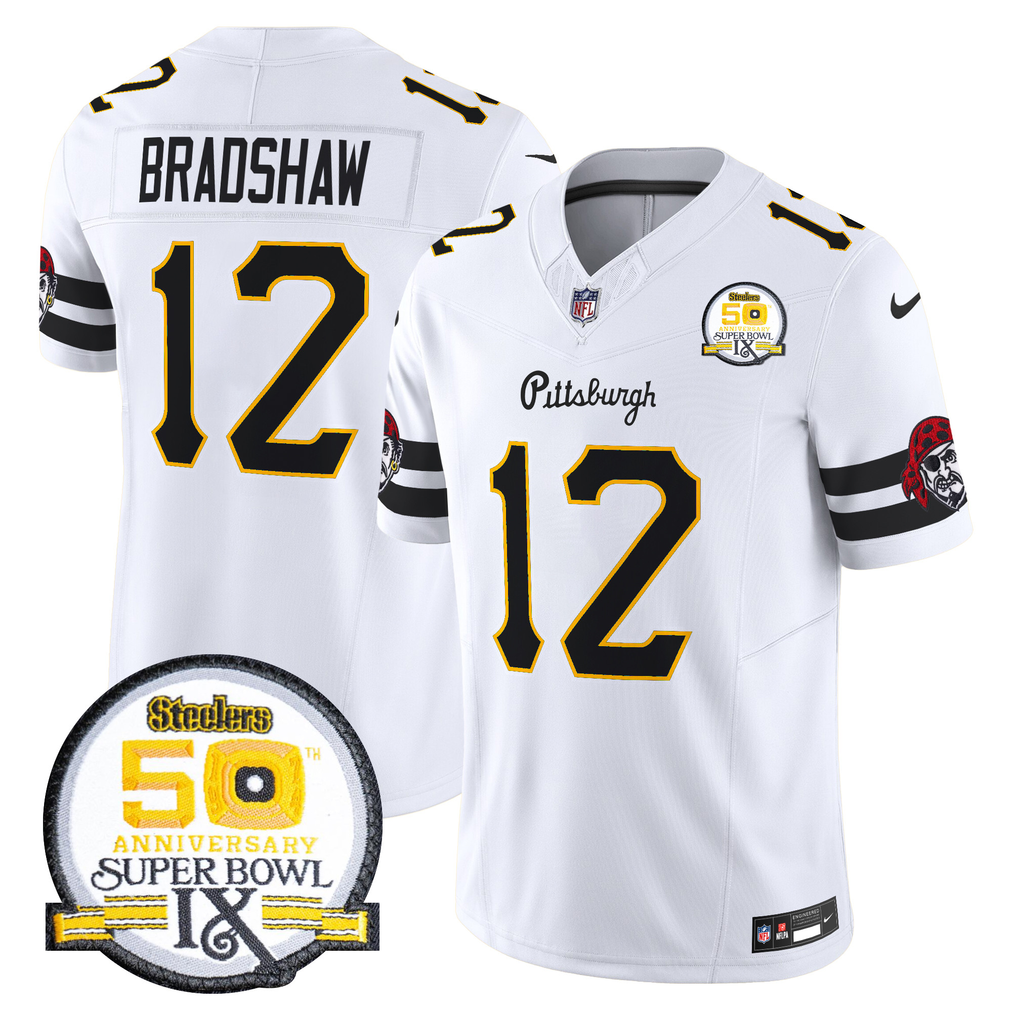 Men's Terry Bradshaw Pittsburgh Steelers 2024 Vapor Limited White Jersey - All Stitched