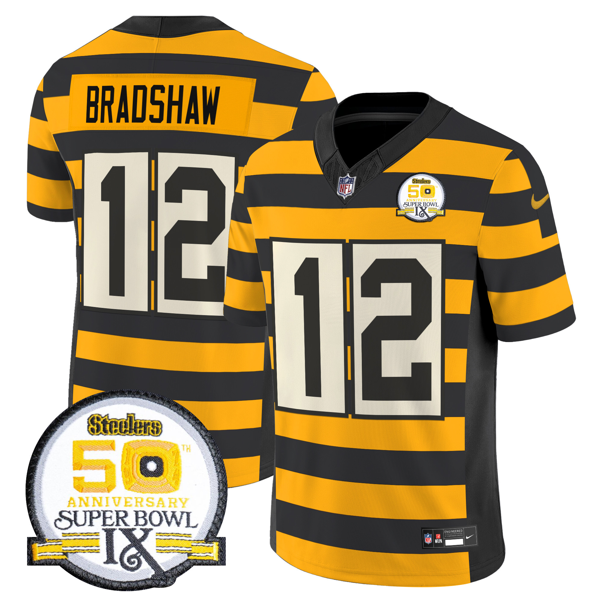 Men's Terry Bradshaw Pittsburgh Steelers Throwback 2024 Vapor Limited Bumble Bee Jersey - All Stitched