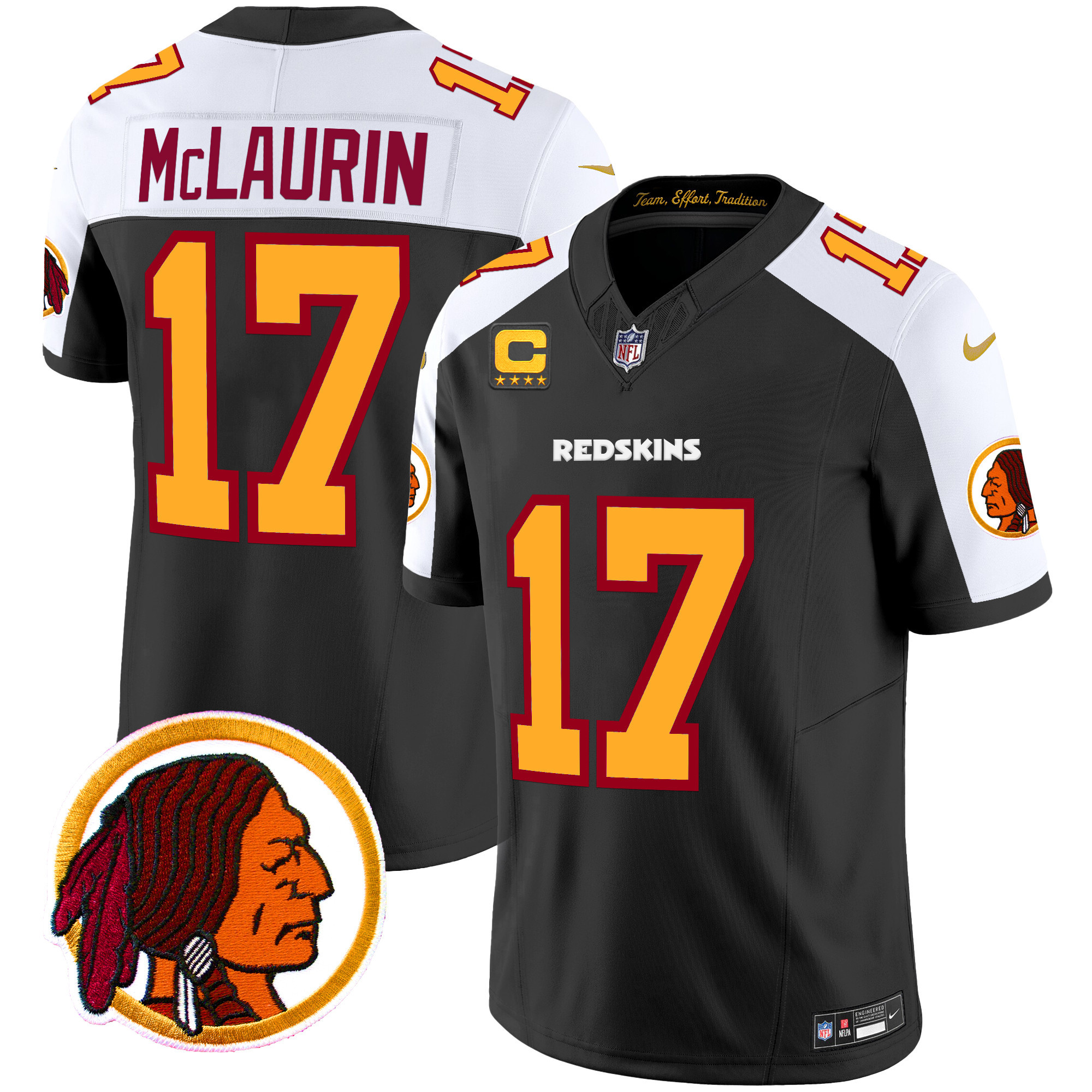 Men's Terry McLaurin Washington Redskins Throwback Vapor Limited Black Alternate Jersey V2 - All Stitched
