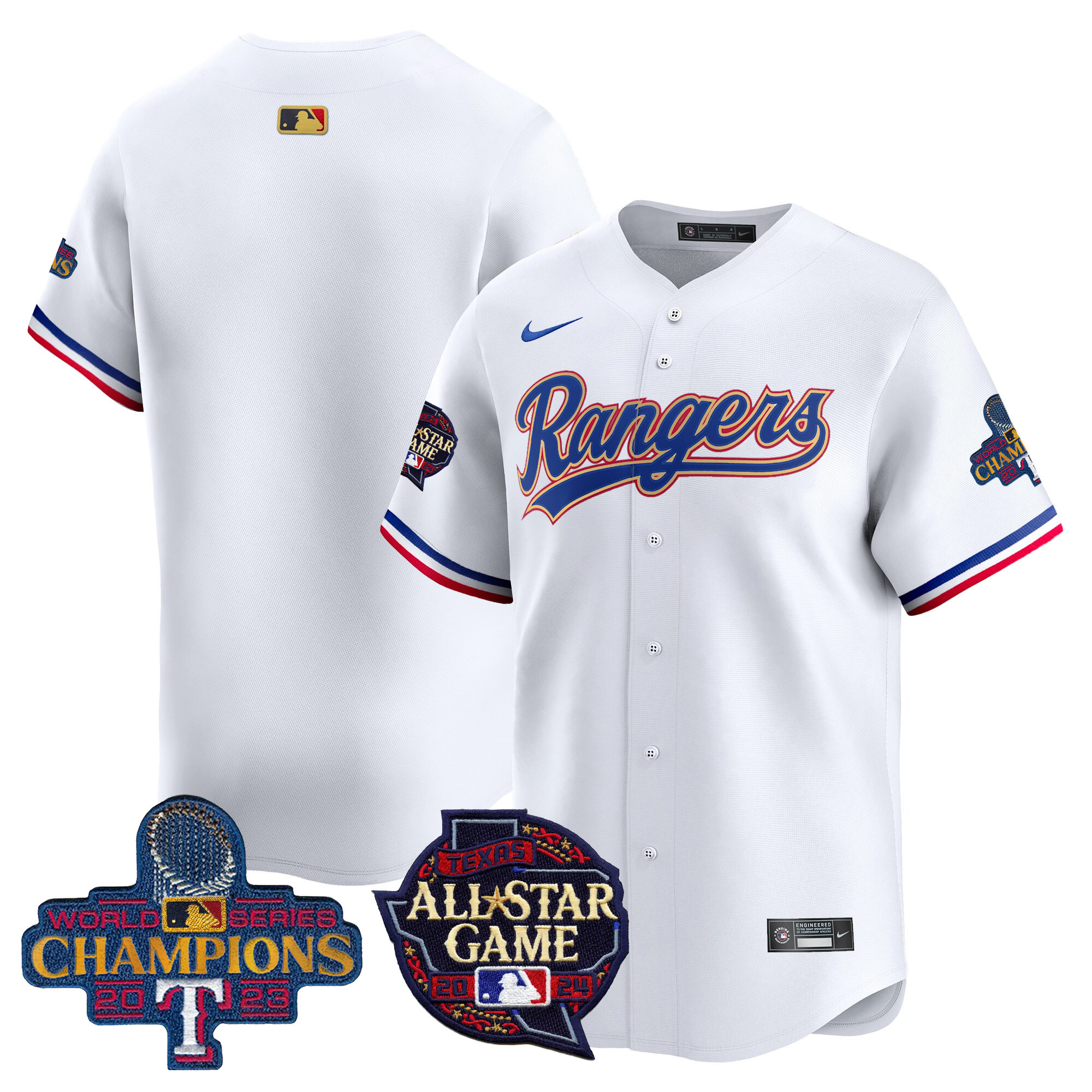 Men's Texas Rangers 2024 All Star Game Patch Vapor Premier Limited White Jersey - All Stitched
