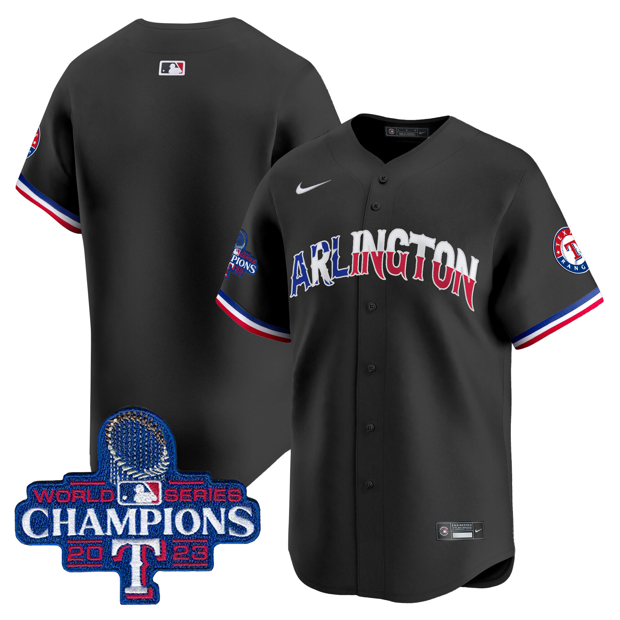 Men's Texas Rangers Arlington Champions Vapor Premier Limited Black Jersey - All Stitched