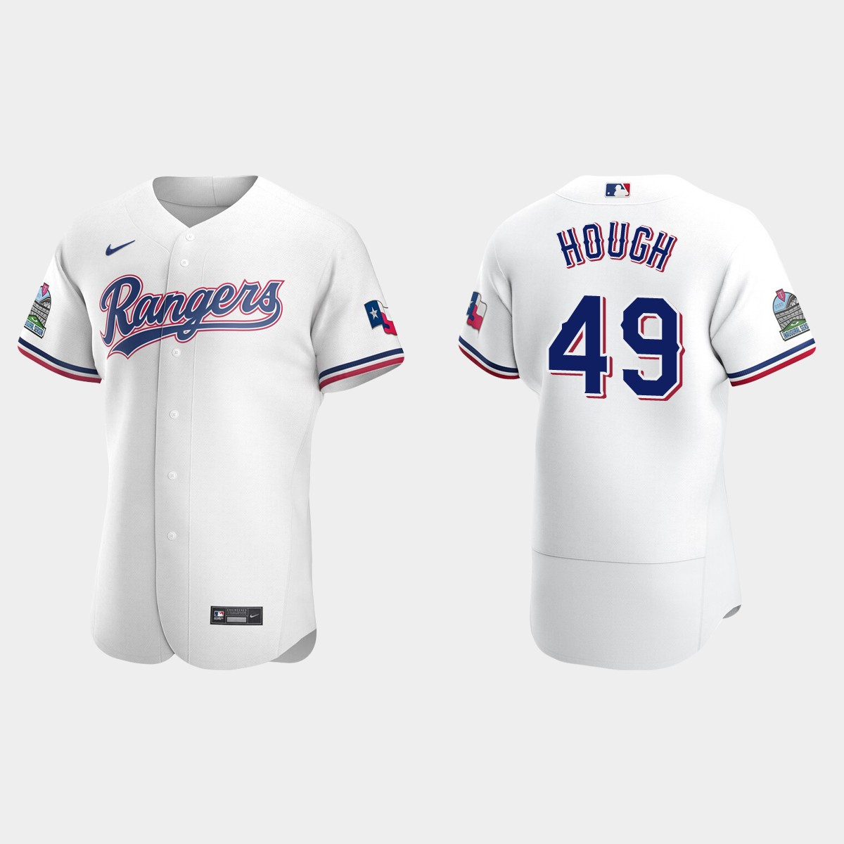 Men's Texas Rangers Charlie Hough White Retired Player Jersey