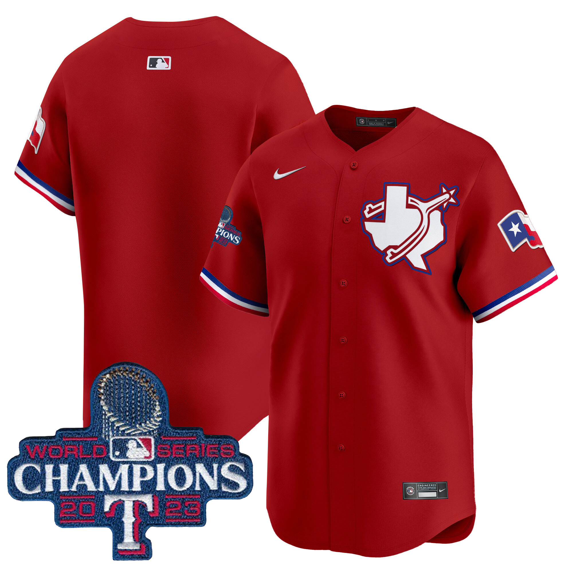 Men's Texas Rangers World Series Champions Vapor Premier Limited Red Jersey V3 - All Stitched