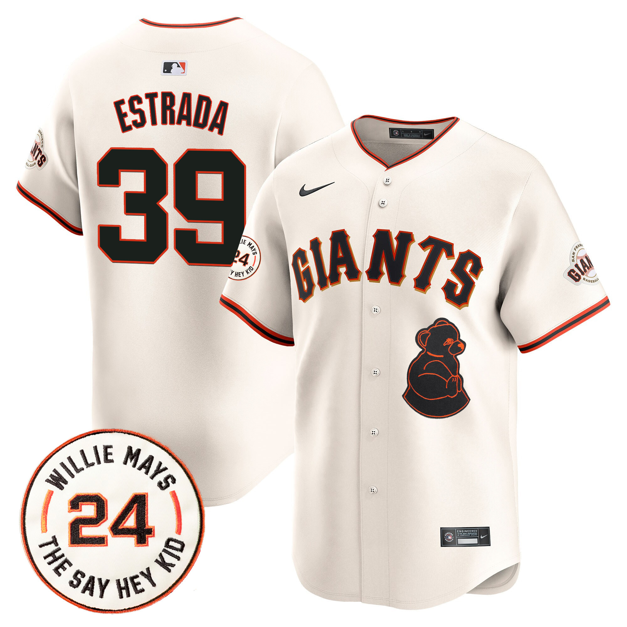 Men's Thairo Estrada San Francisco Giants 2024 Willie Mays Patch Vapor Premier Limited Cream Jersey V4 - All Stitched