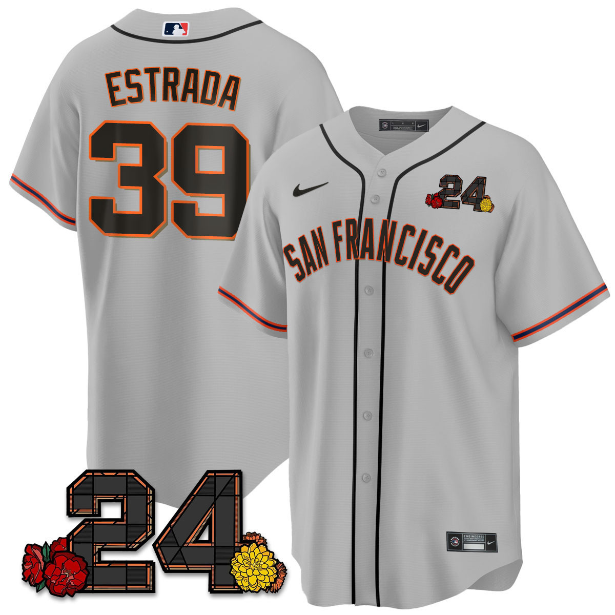Men's Thairo Estrada San Francisco Giants 2024 Willie Mays Patch Vapor Premier Limited Gray Jersey V2 - All Stitched
