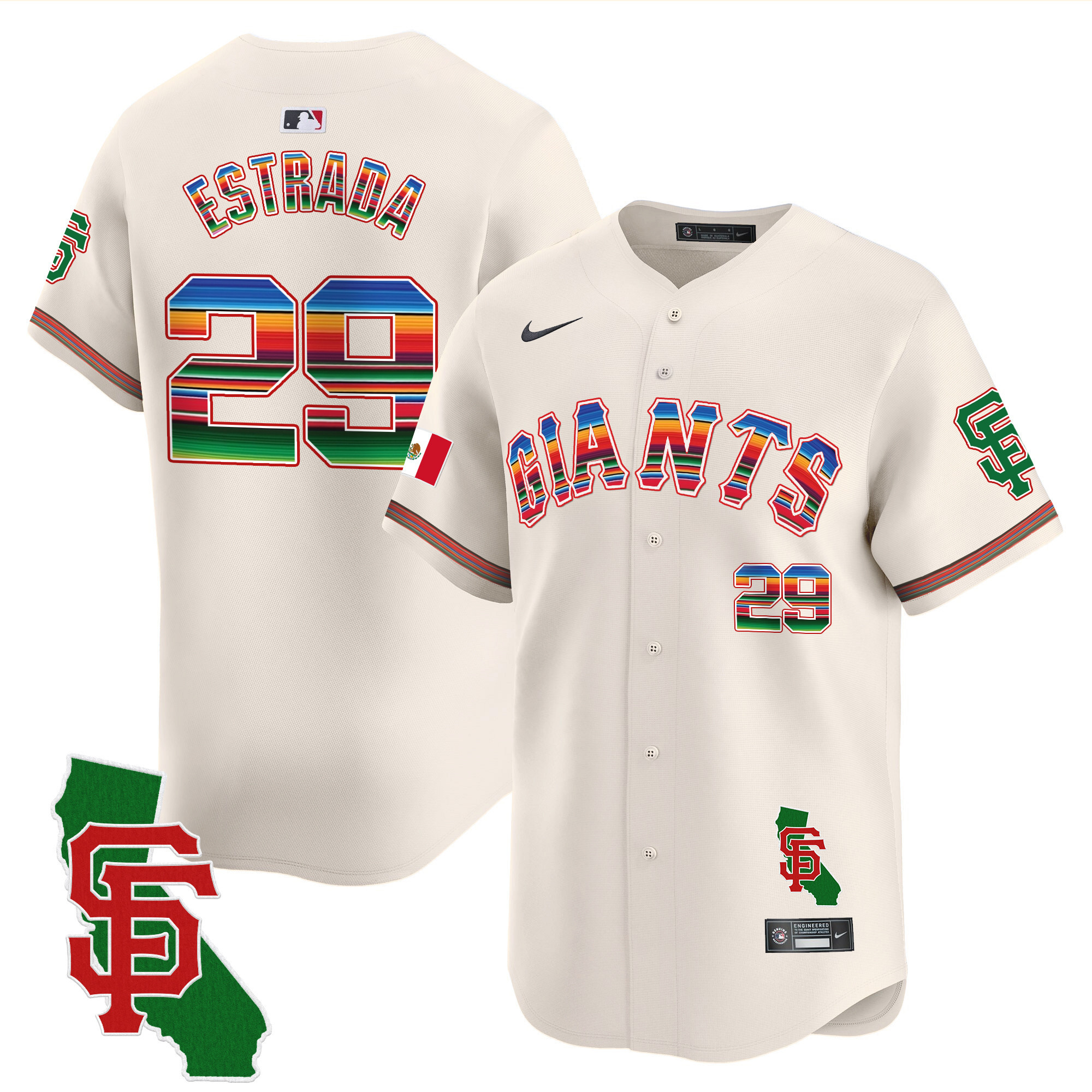 Men's Thairo Estrada San Francisco Giants Mexico California Patch Vapor Premier Limited Cream Jersey - All Stitched