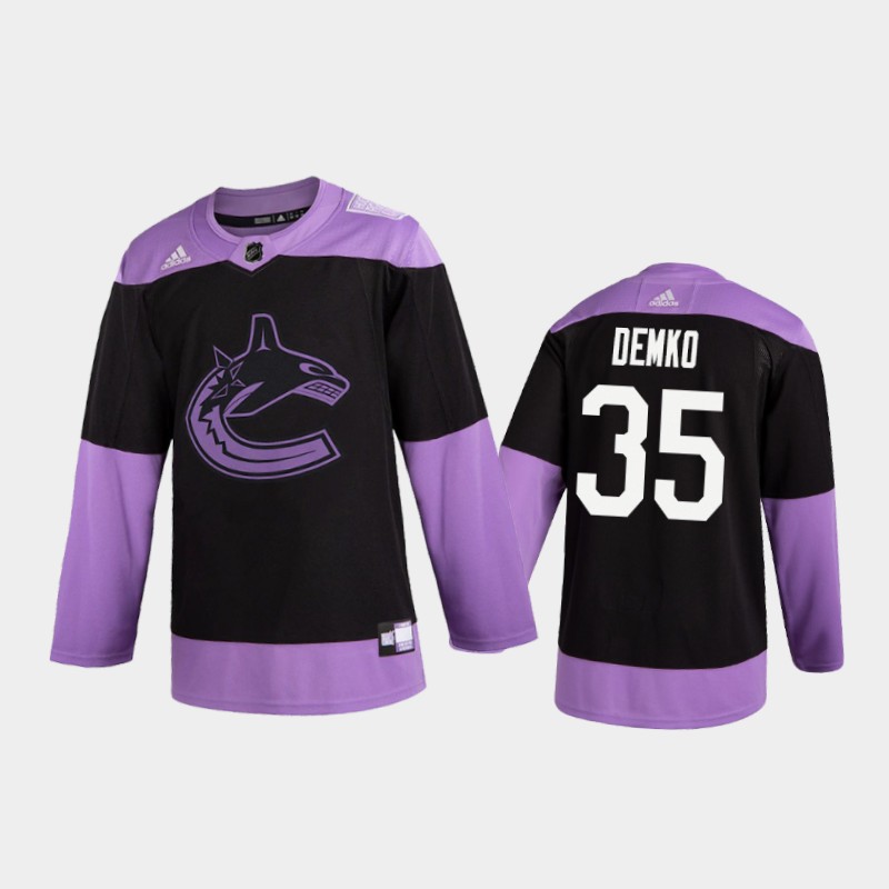 Men's Thatcher Demko #35 Vancouver Canucks 2020 Fights Cancer Black Practice Jersey