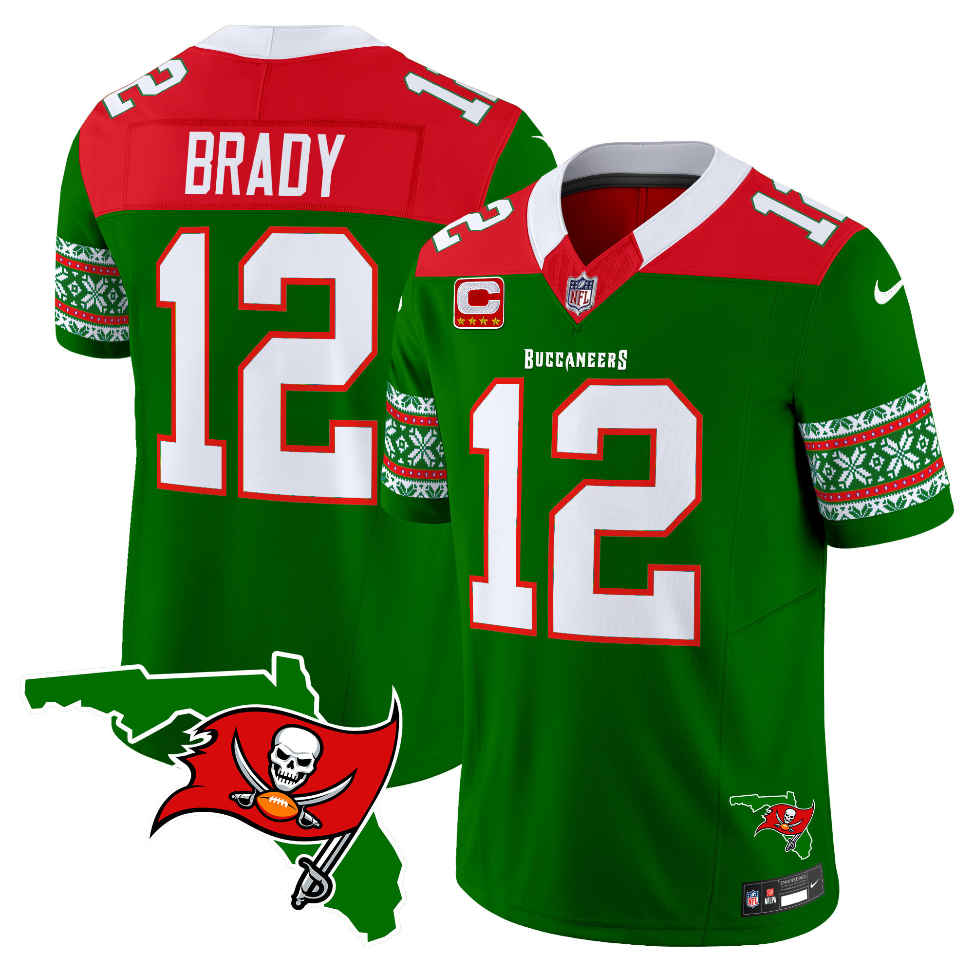 Men's Tom Brady Tampa Bay Buccaneers 2024 Christmas Vapor Limited Green Jersey - All Stitched