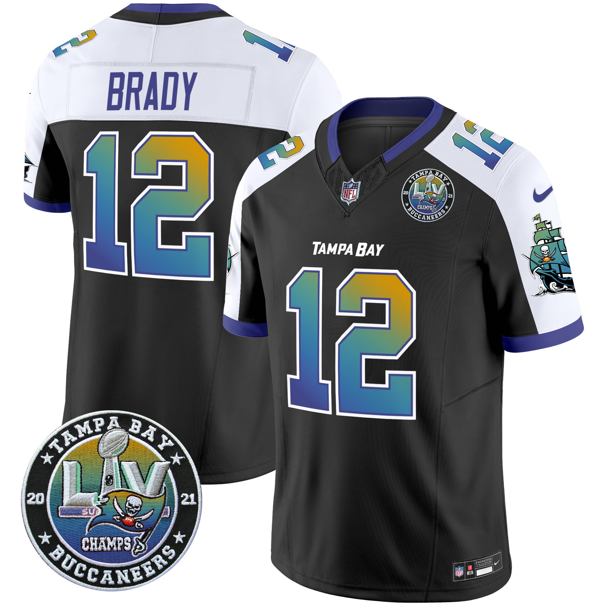 Men's Tom Brady Tampa Bay Buccaneers "Tampa City" Super Bowl LIV Patch Vapor Limited Alternate Jersey - All Stitched