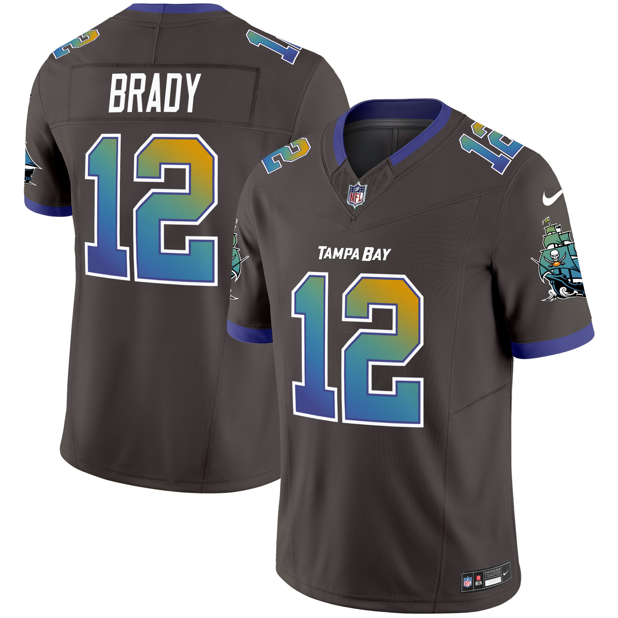 Men's Tom Brady Tampa Bay Buccaneers "Tampa City" Vapor Limited Pewter Jersey - All Stitched