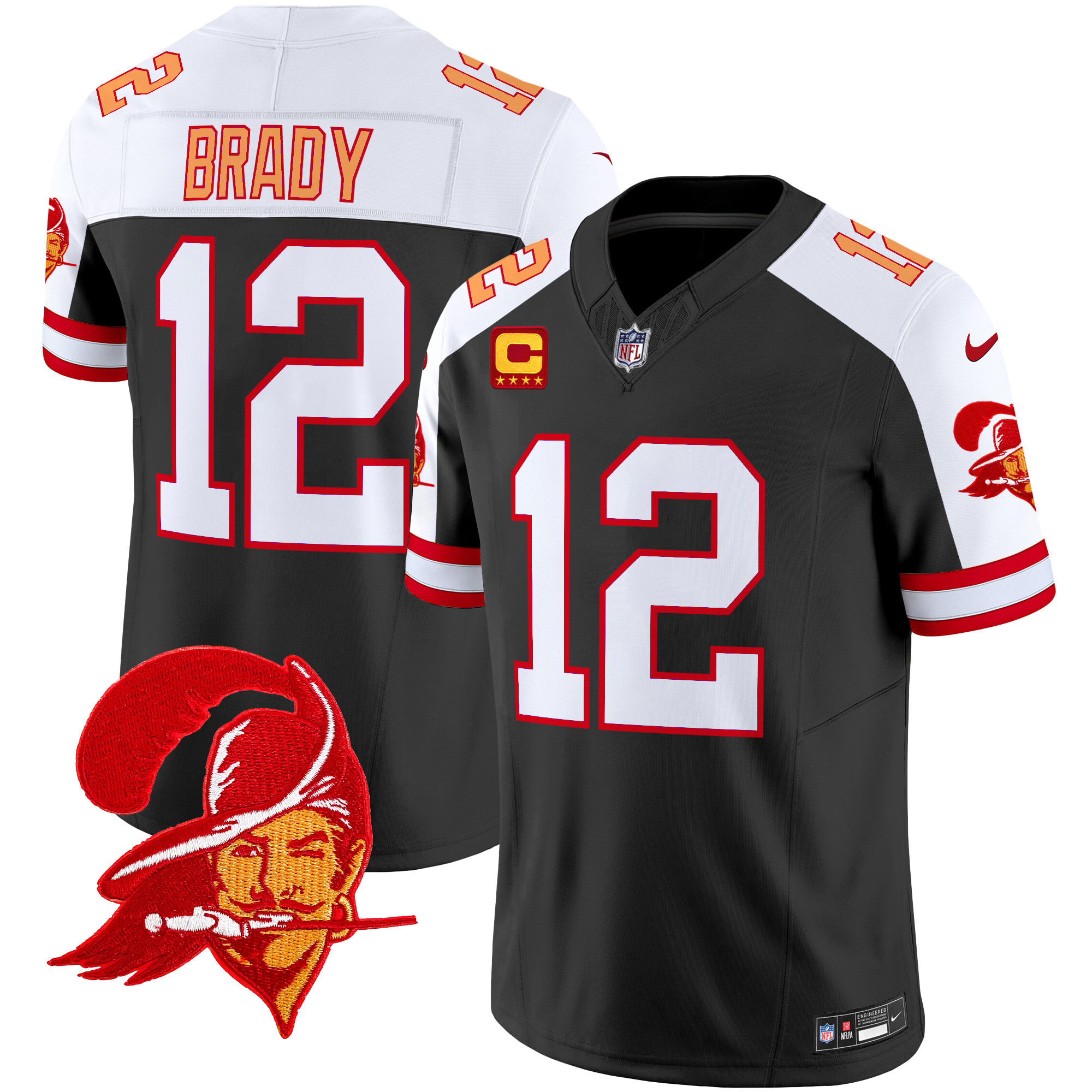 Men's Tom Brady Tampa Bay Buccaneers Throwback Vapor Limited Black Alternate Jersey V2 - All Stitched