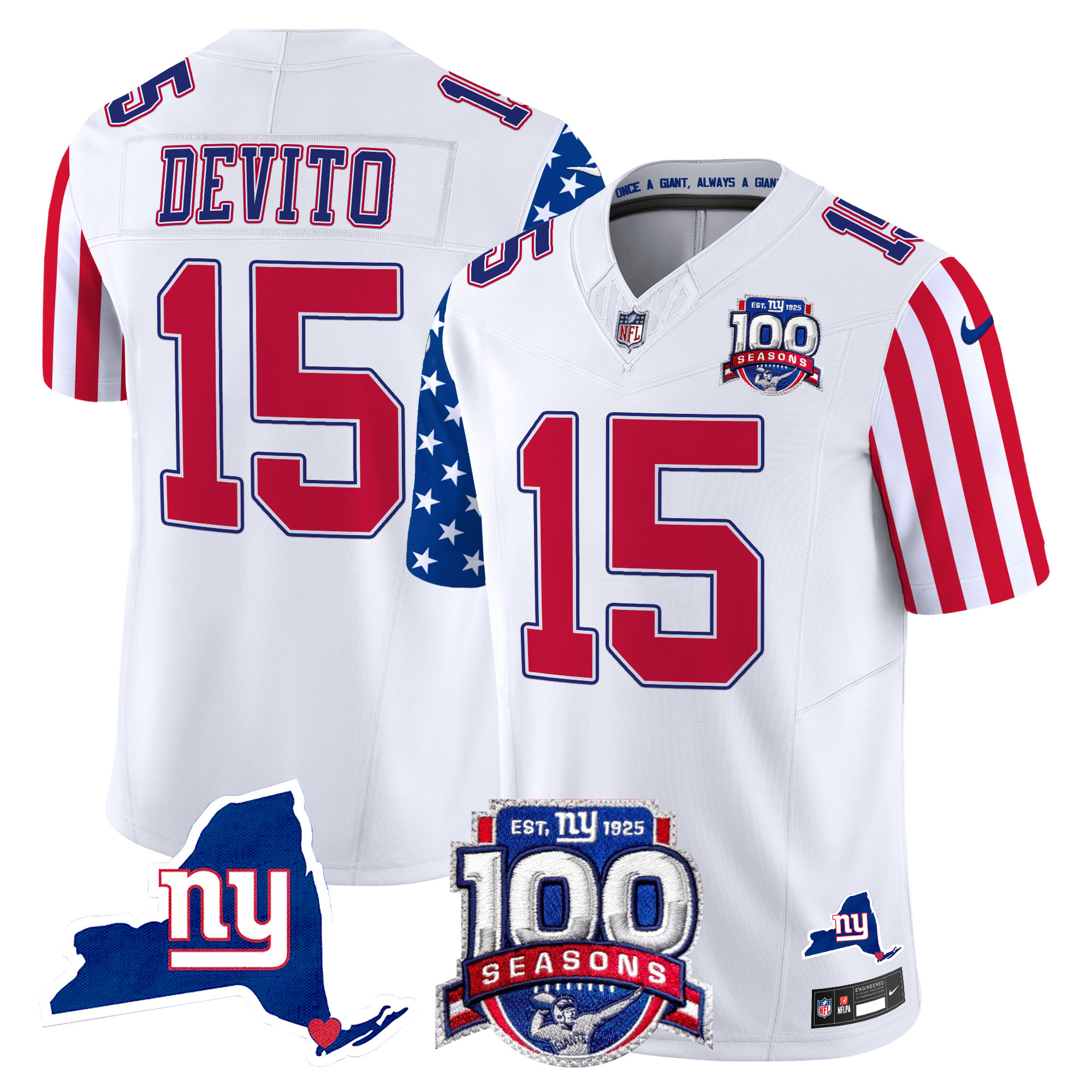 Men's Tommy DeVito New York Giants American Style Vapor Limited White Jersey - All Stitched