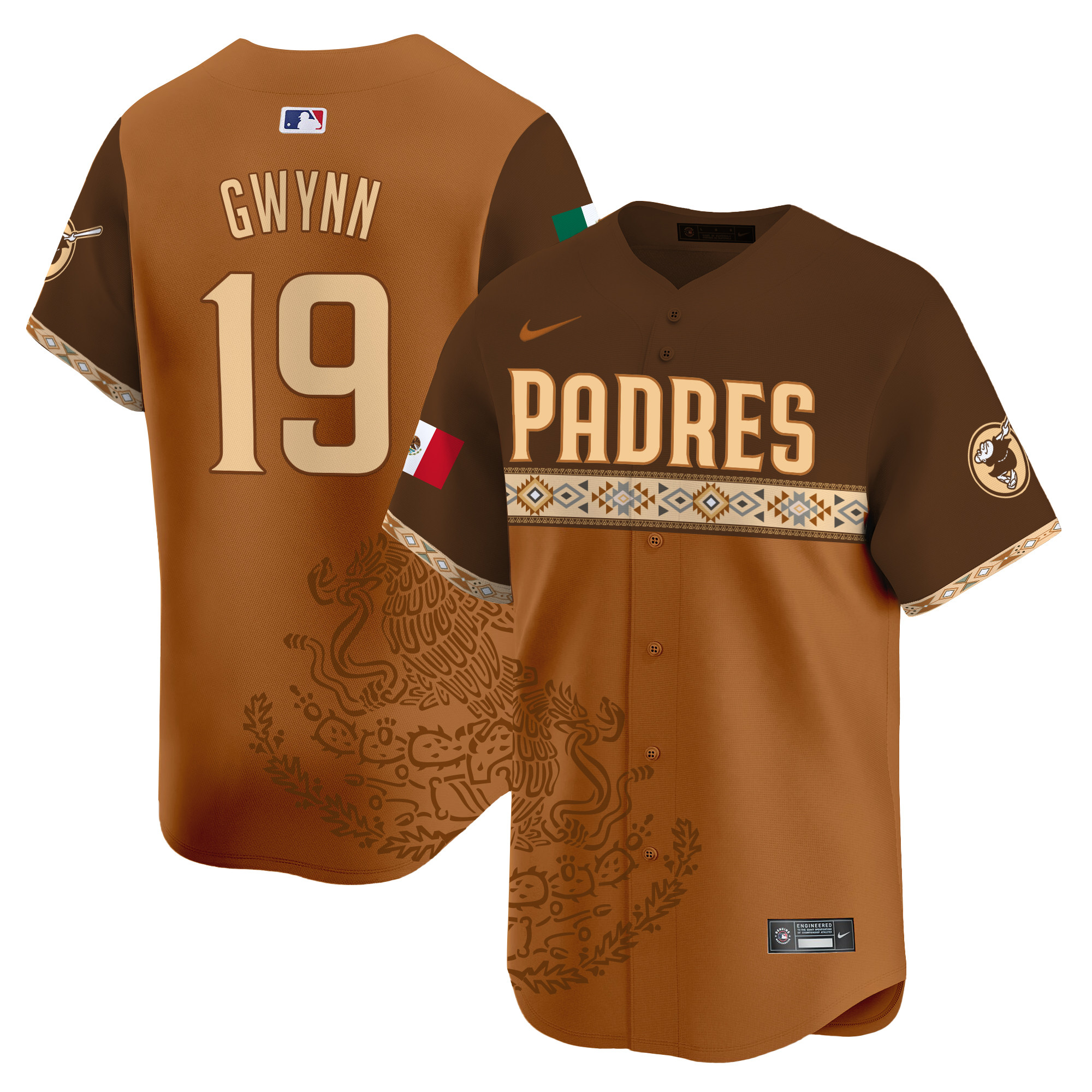 Men's Tony Gwynn San Diego Padres Mexico Vapor Premier Limited Brown Jersey - Printed