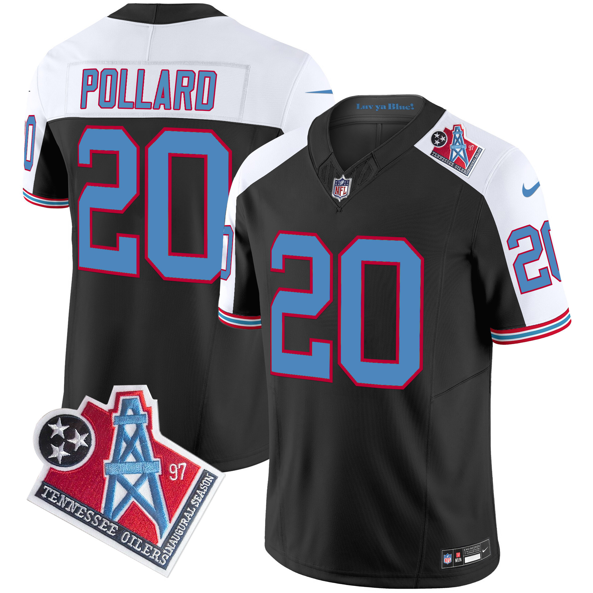 Men's Tony Pollard Tennessee Titans 1997 Throwback Limited Vapor Limited Black Alternate Jersey - All Stitched