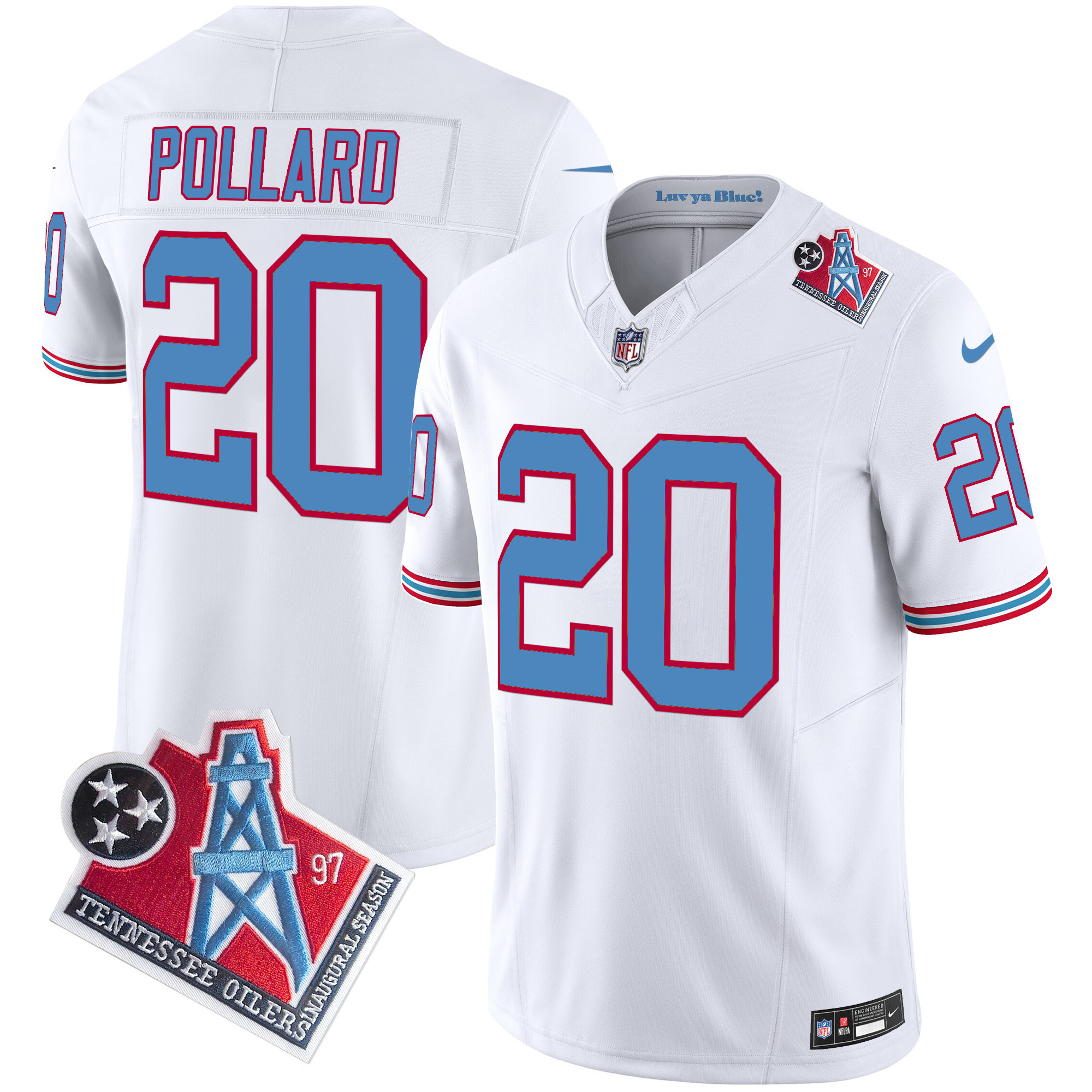Men's Tony Pollard Tennessee Titans 1997 Throwback Limited Vapor Limited White Jersey - All Stitched