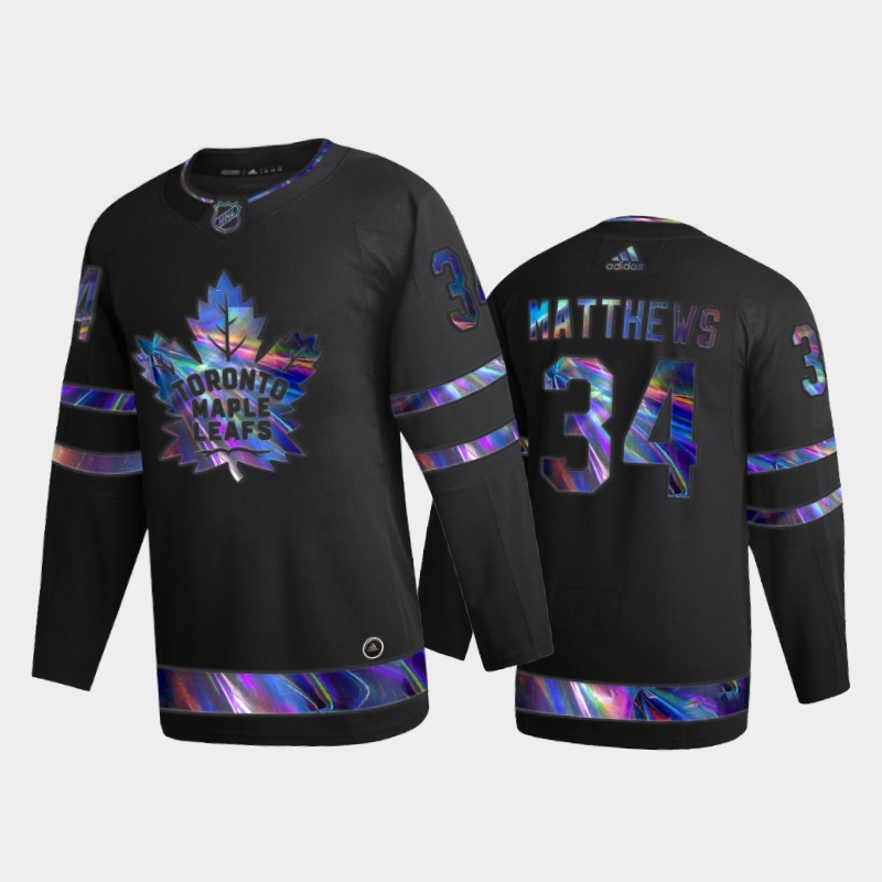 Men's Toronto Maple Leafs Auston Matthews #34 Iridescent Holographic Black Jersey
