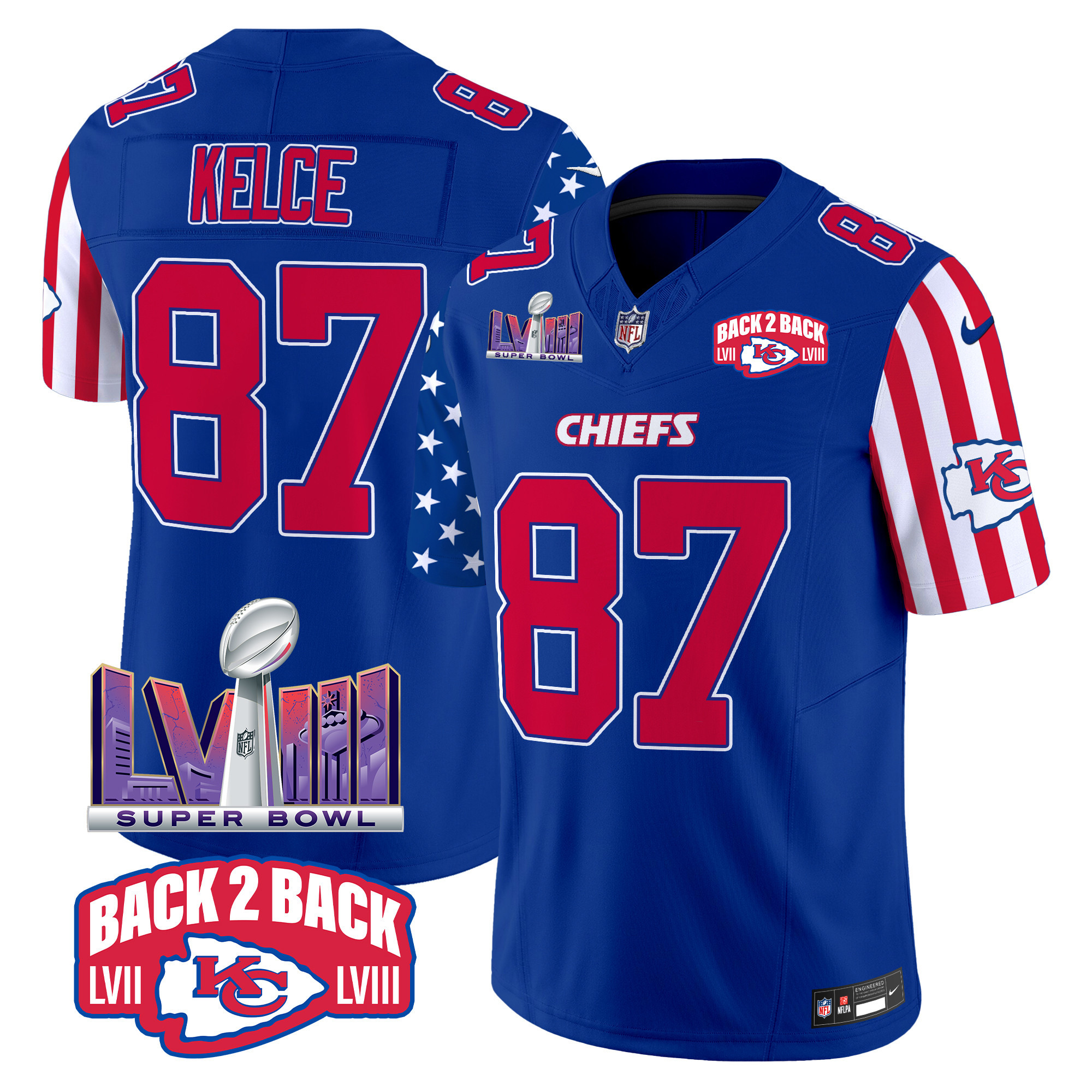 Men's Travis Kelce Kansas City Chiefs American Style Vapor Limited Royal Jersey - All Stitched