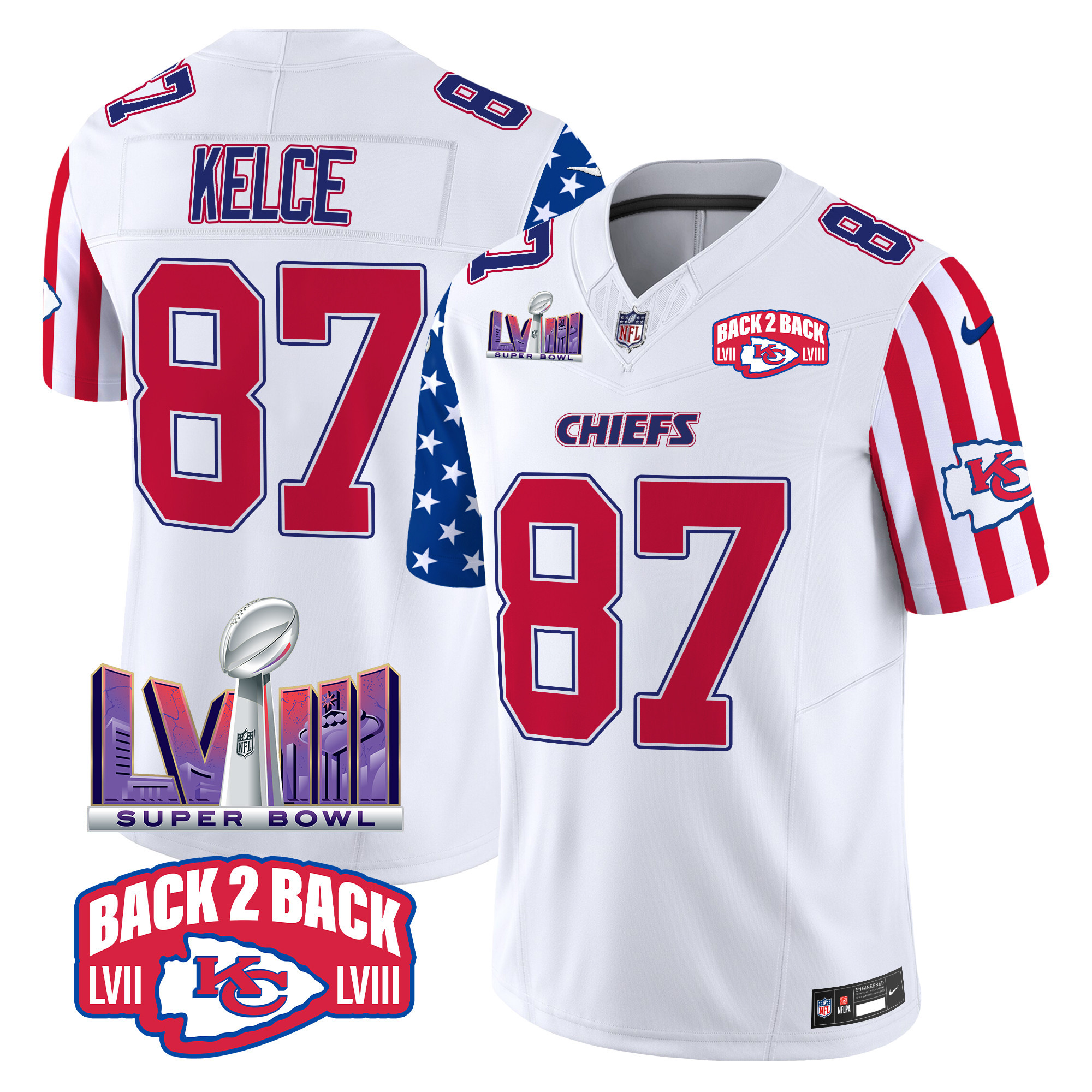 Men's Travis Kelce Kansas City Chiefs American Style Vapor Limited White Jersey - All Stitched