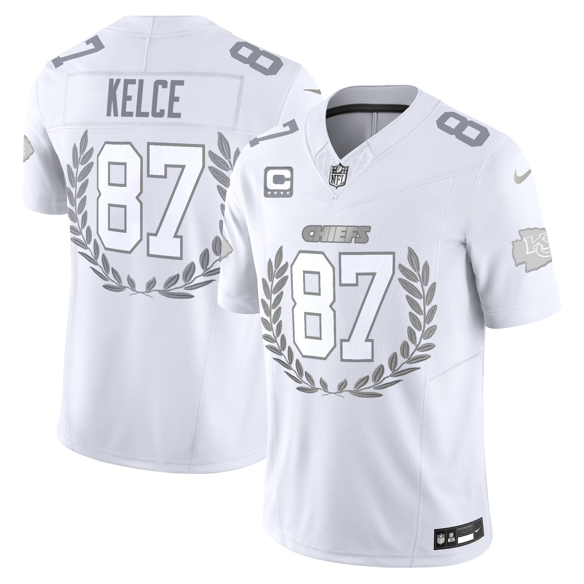 Men's Travis Kelce Kansas City Chiefs Platinum MVP Vapor Limited Jersey - All Stitched
