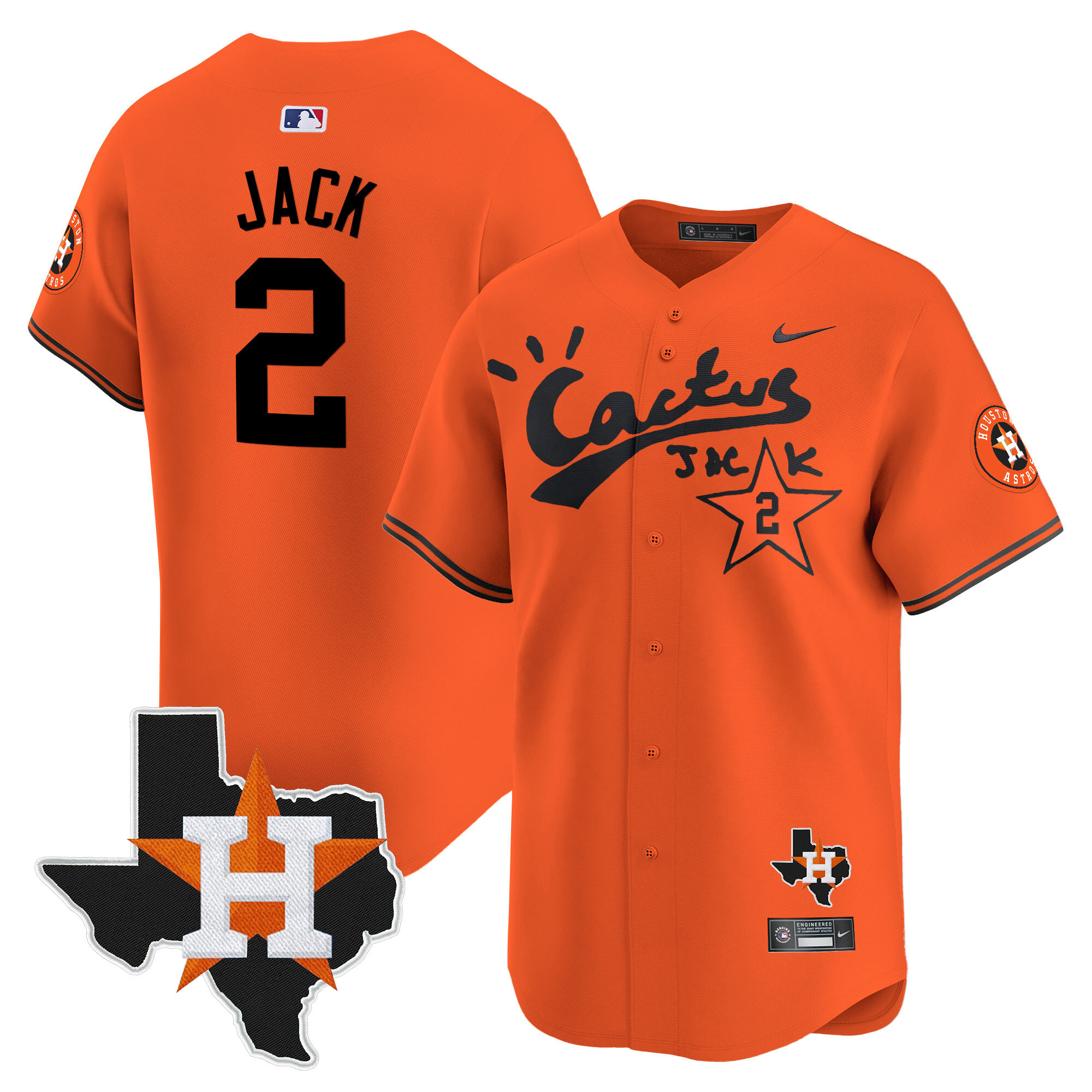 Men's Travis Scott Cactus Jack Patch Vapor Premier Limited Orange Houston Astros Jersey - All Stitched