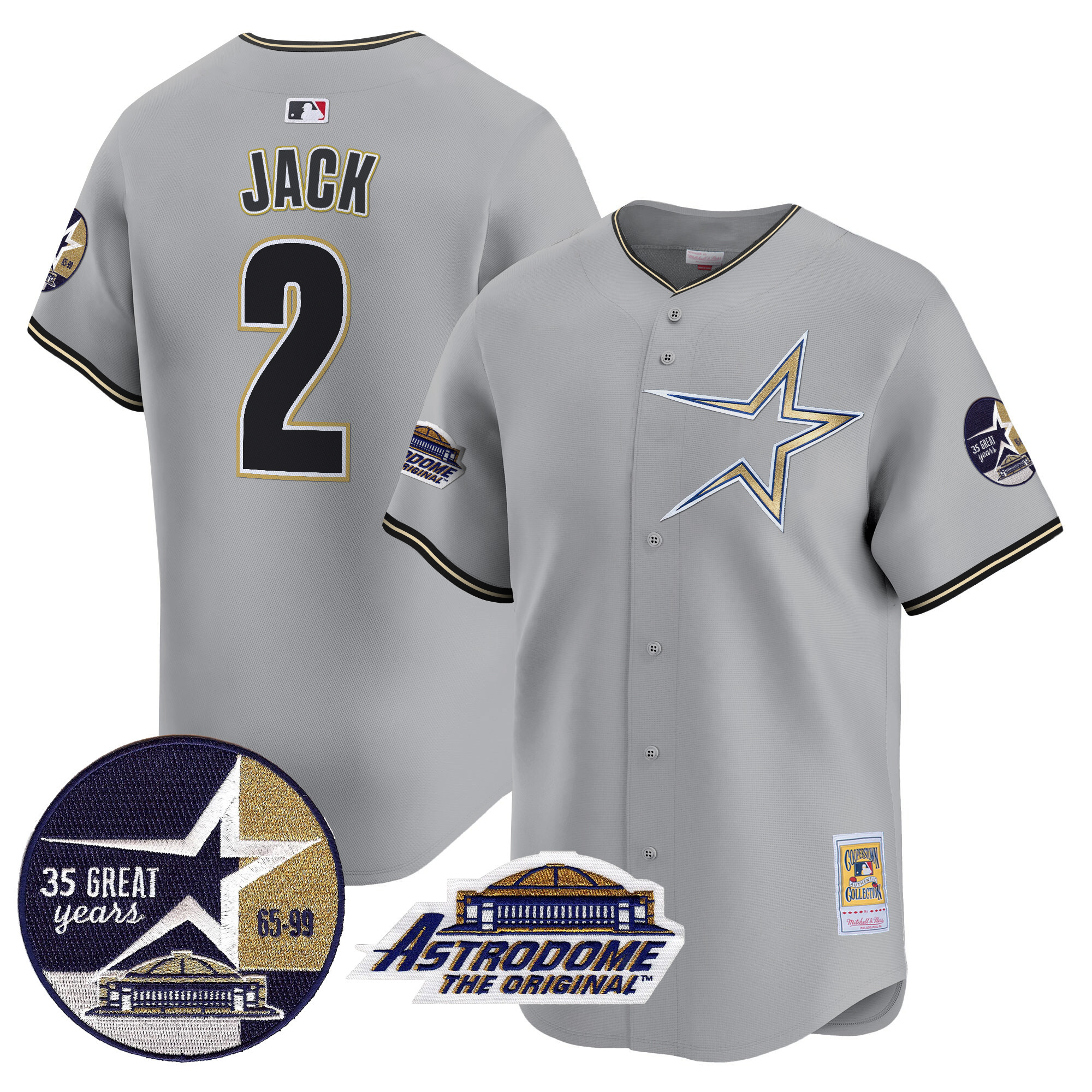 Men's Travis Scott Houston Astros 1999 Throwback 35th & Astrodome Patch Vapor Premier Limited Gray Jersey - All Stitched