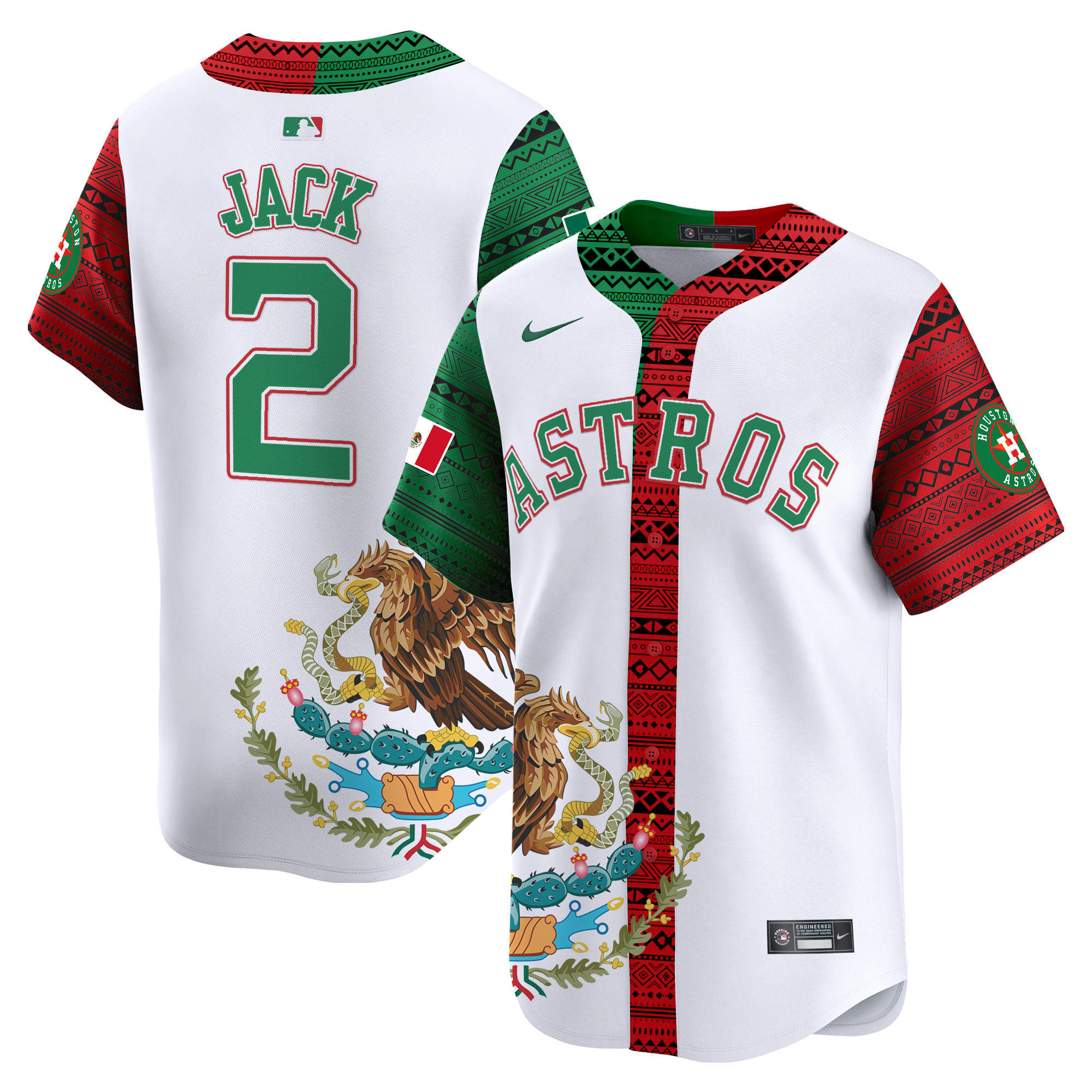 Men's Travis Scott Houston Astros Aztec Mexico Vapor Premier Limited White Jersey V2- Printed