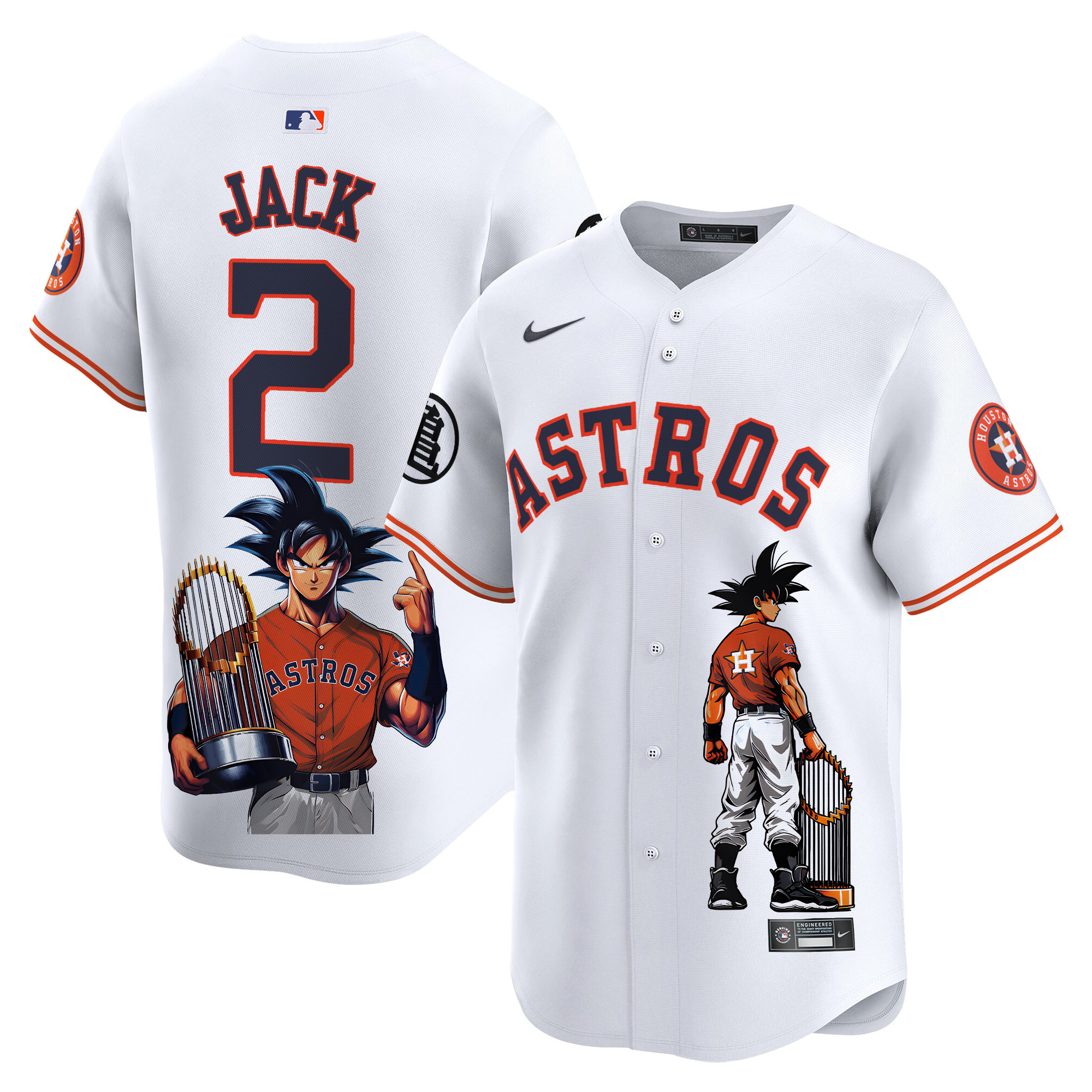 Men's Travis Scott Houston Astros Dragon Ball Son Goku Vapor Premier Limited White Jersey - Printed