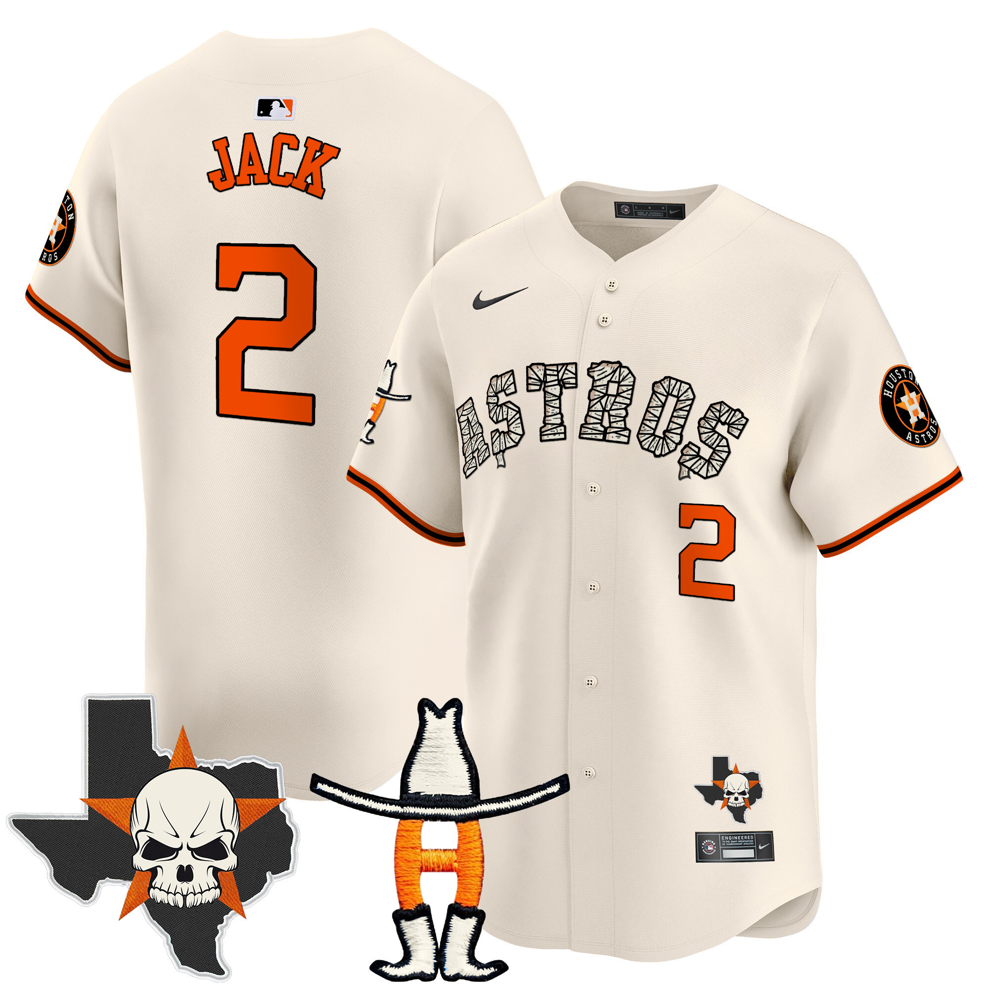 Men's Travis Scott Houston Astros Halloween Vapor Premier Limited Cream Jersey - All Stitched