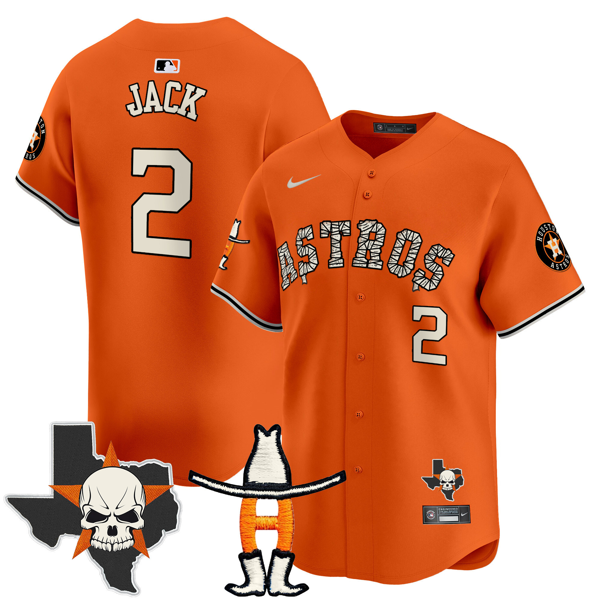 Men's Travis Scott Houston Astros Halloween Vapor Premier Limited Orange Jersey - All Stitched