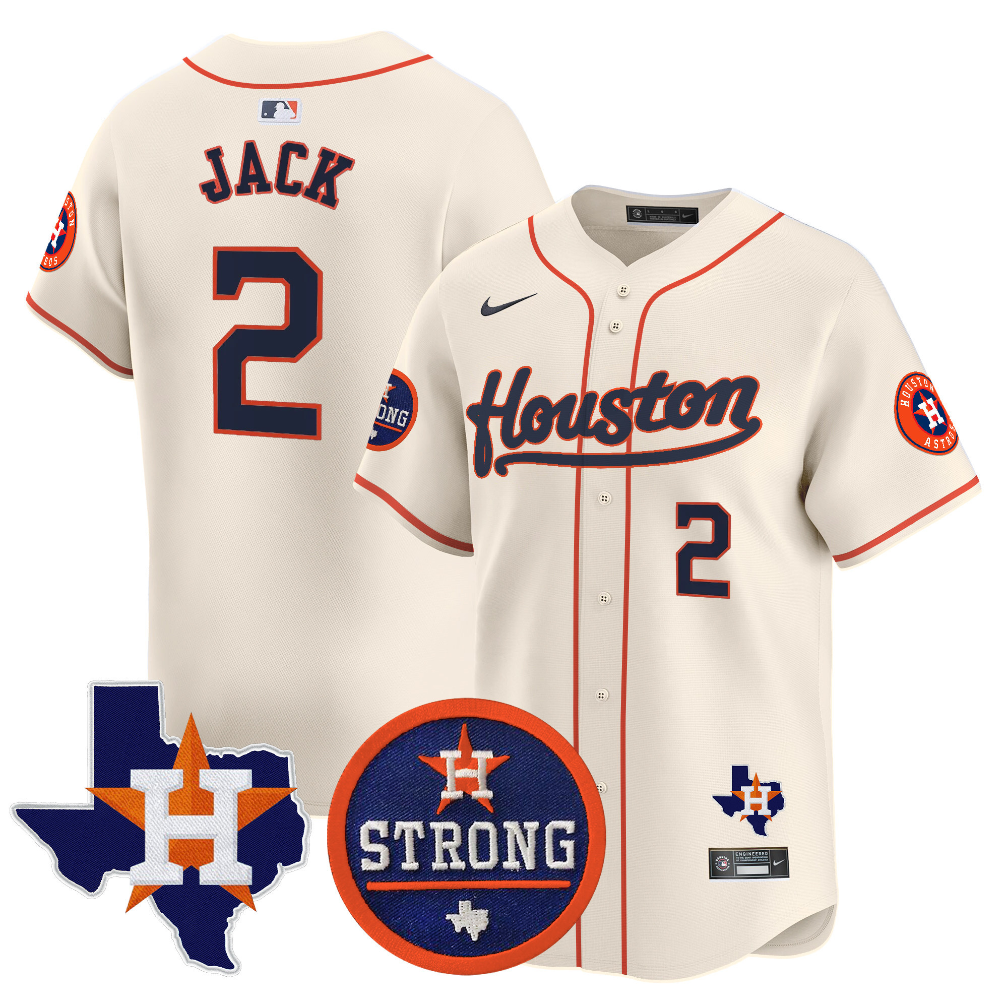 Men's Travis Scott Houston Astros "Houston Strong" Patch Vapor Premier Limited Cream Jersey - All Stitched
