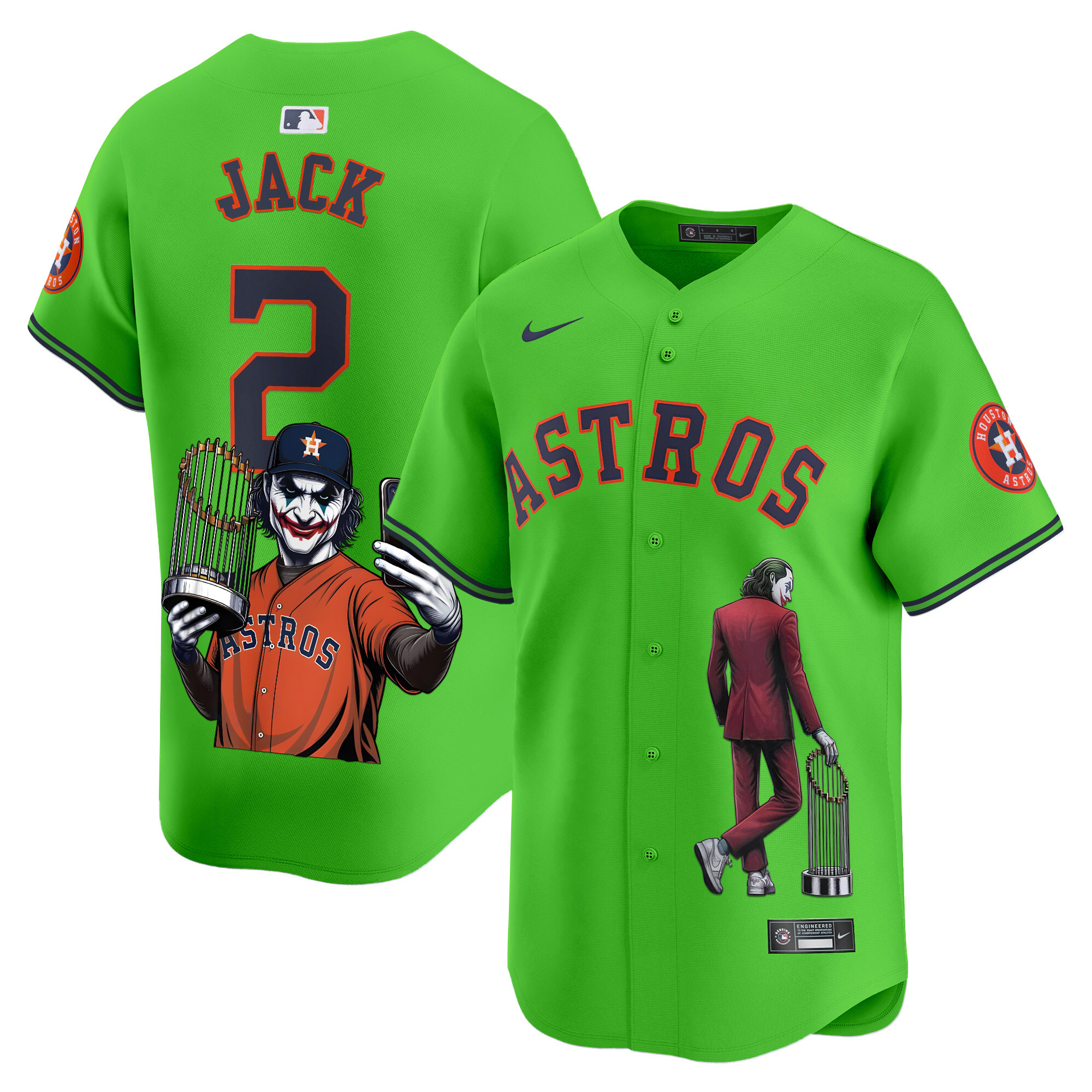 Men's Travis Scott Houston Astros Joker Vapor Premier Limited Green Jersey - Printed