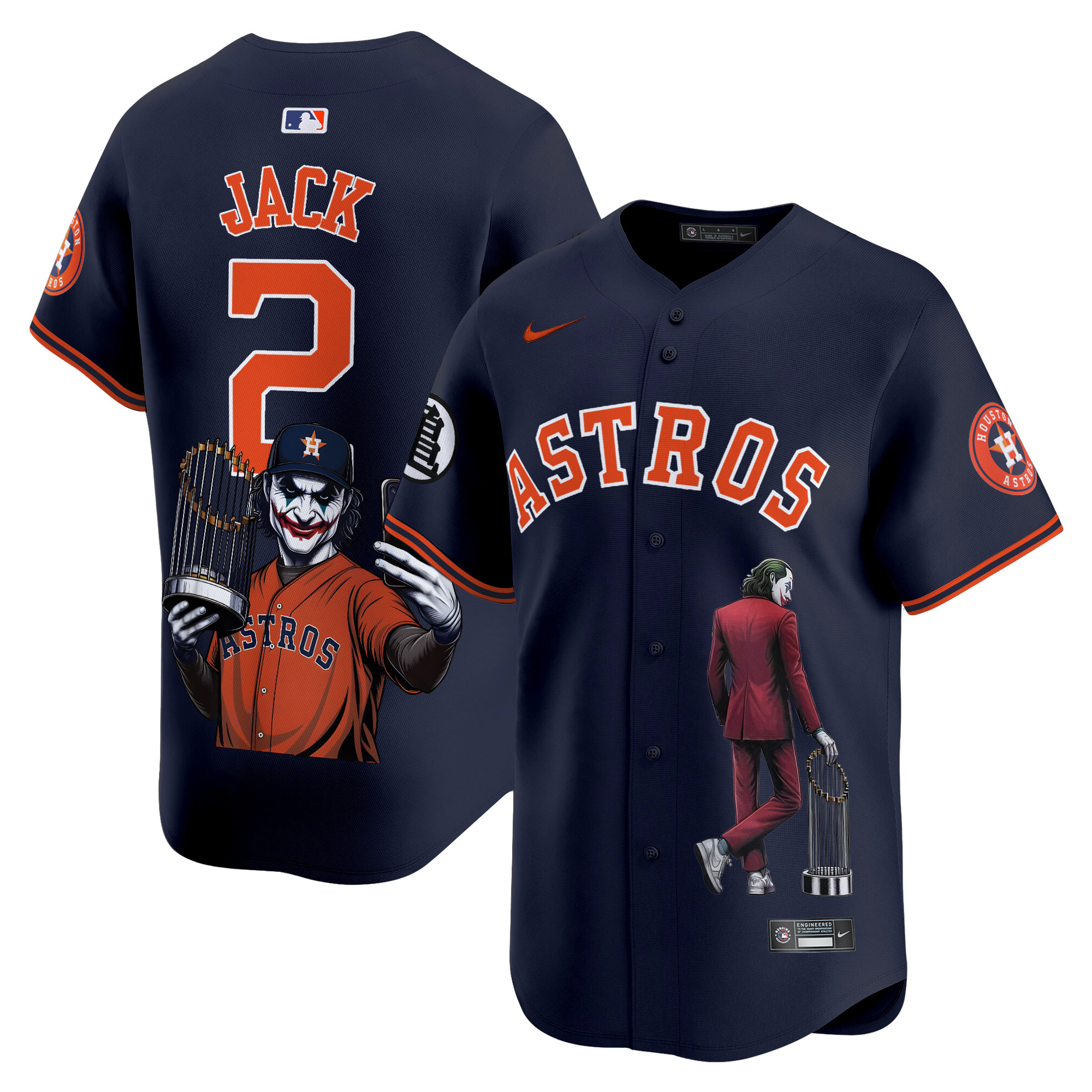 Men's Travis Scott Houston Astros Joker Vapor Premier Limited Navy Jersey - Printed