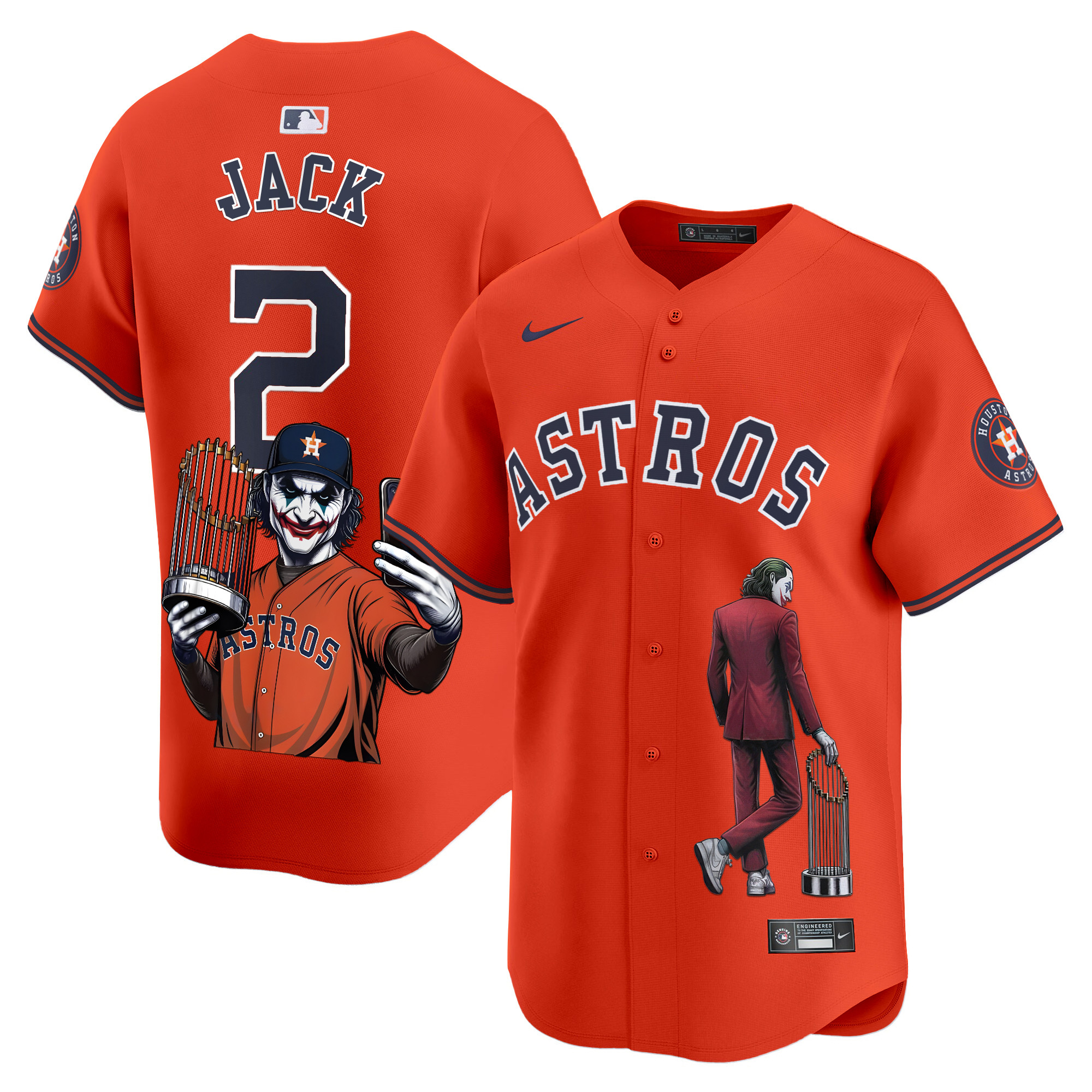 Men's Travis Scott Houston Astros Joker Vapor Premier Limited Orange Jersey - Printed