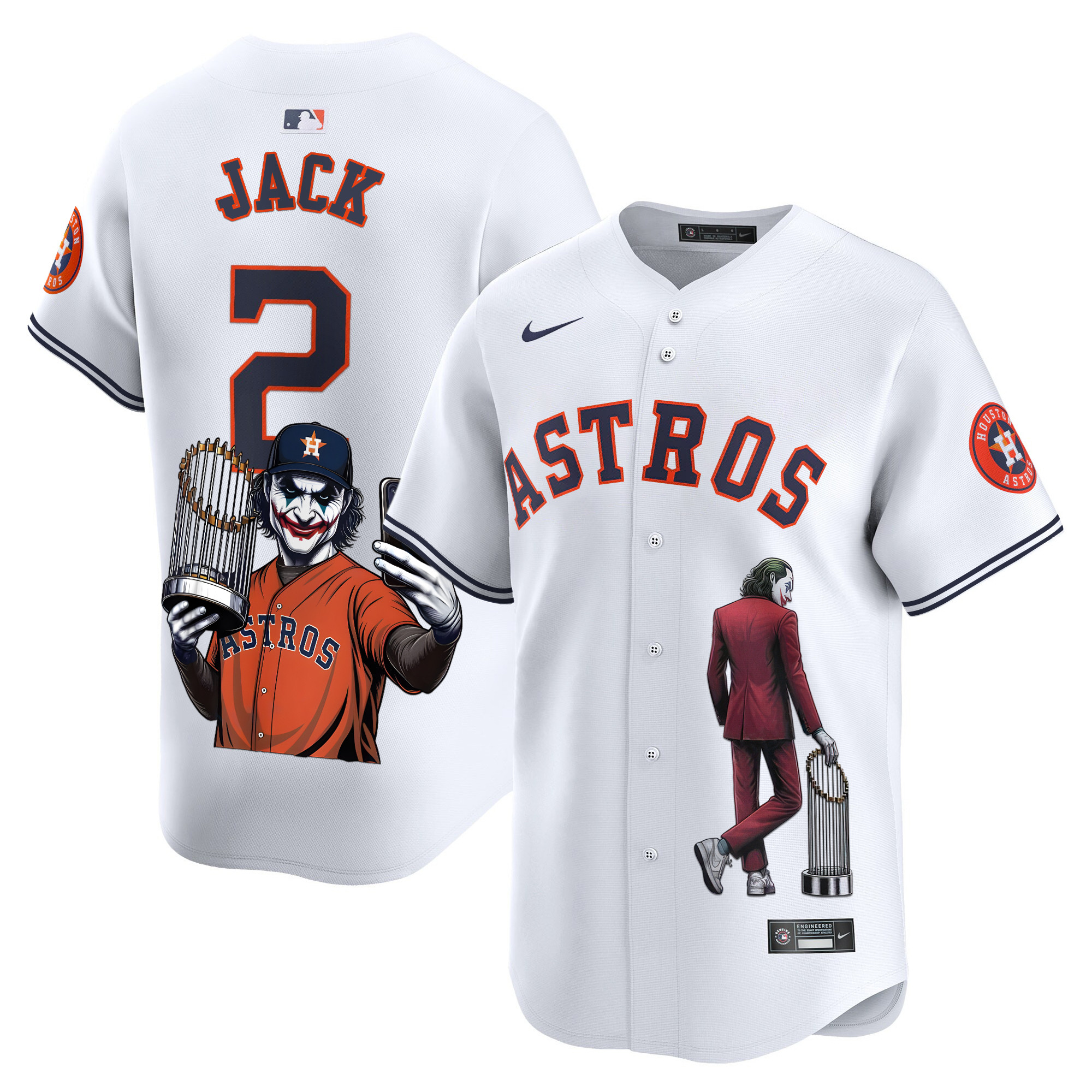 Men's Travis Scott Houston Astros Joker Vapor Premier Limited White Jersey - Printed