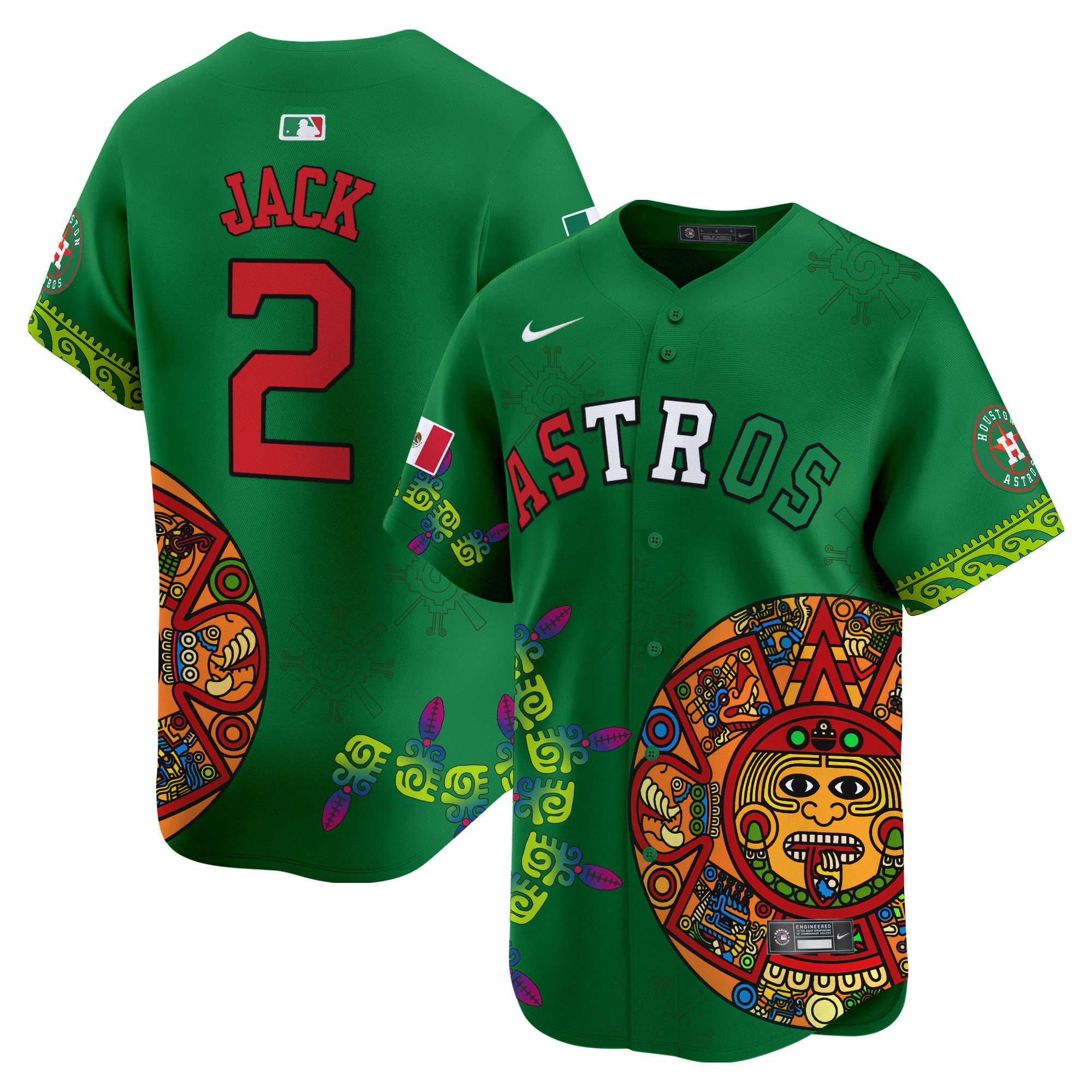 Men's Travis Scott Houston Astros Mexico Aztec Calendar Vapor Premier Limited Green Jersey - Printed