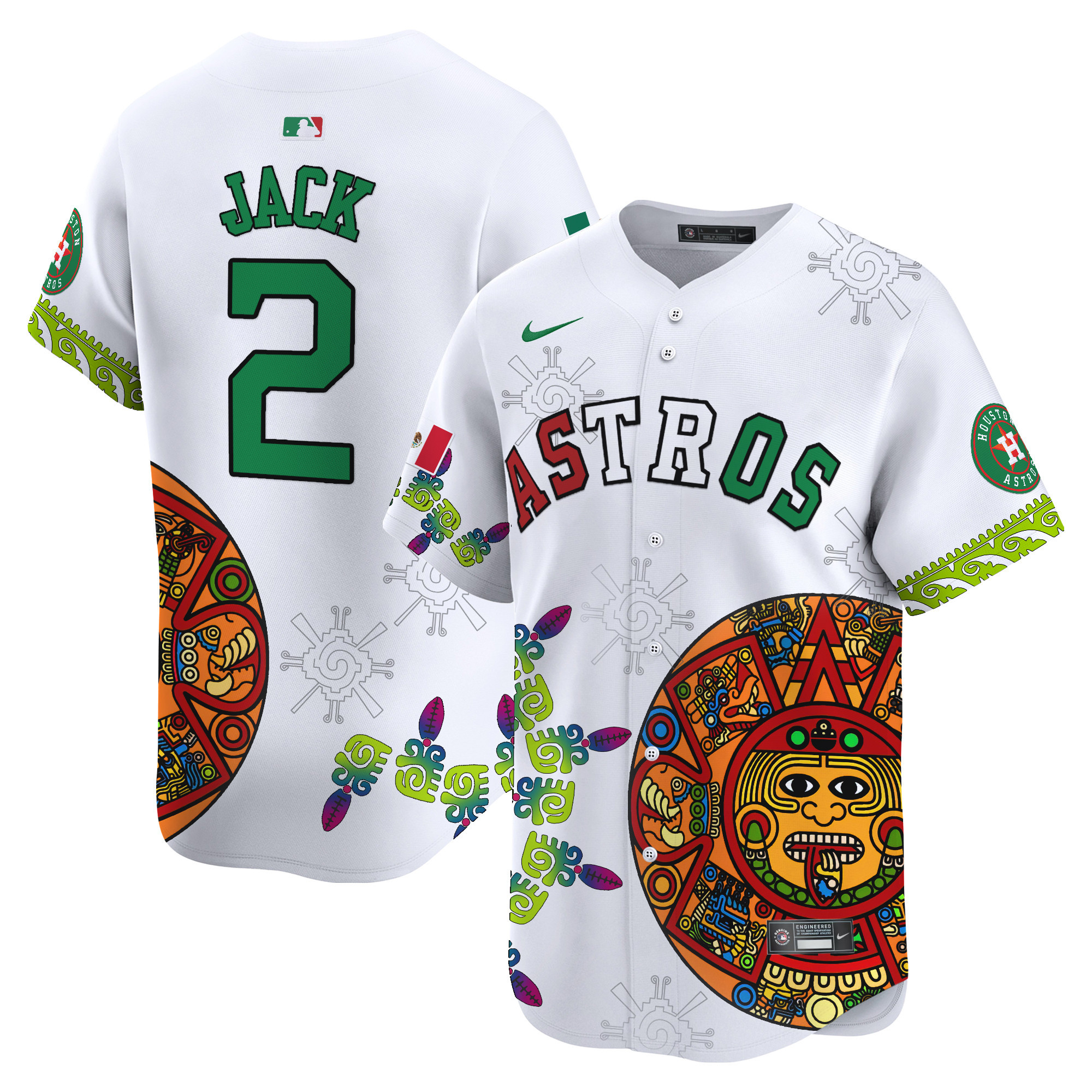 Men's Travis Scott Houston Astros Mexico Aztec Calendar Vapor Premier Limited White Jersey - Printed