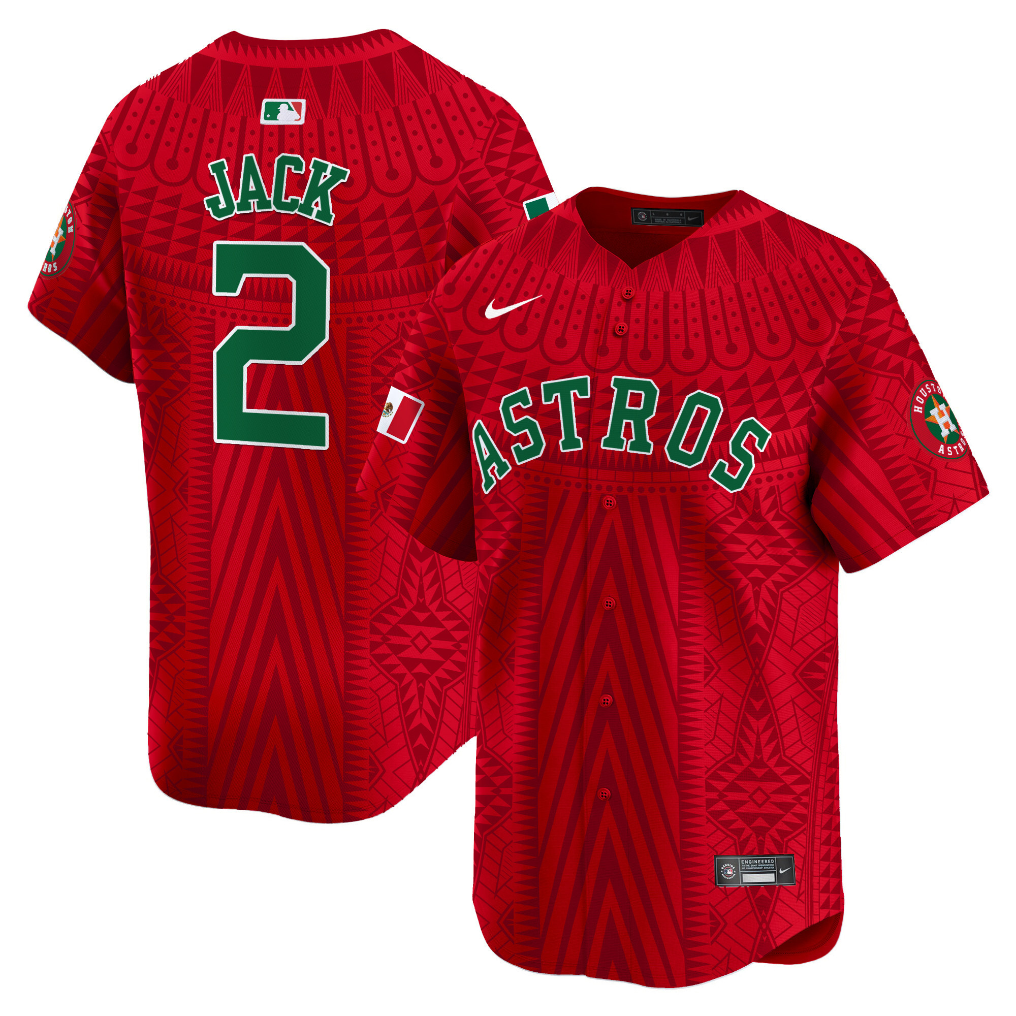 Men's Travis Scott Houston Astros Mexico Aztec Pattern Vapor Premier Limited Red Jersey - Printed