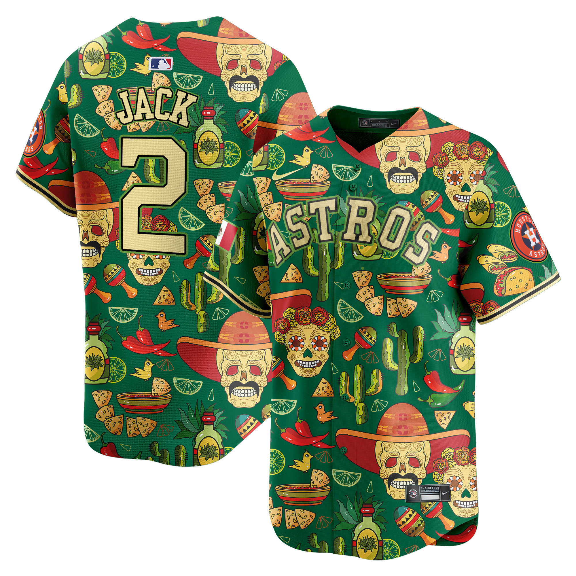 Men's Travis Scott Houston Astros Mexico Cinco De Mayo Vapor Premier Limited Green Jersey - Printed
