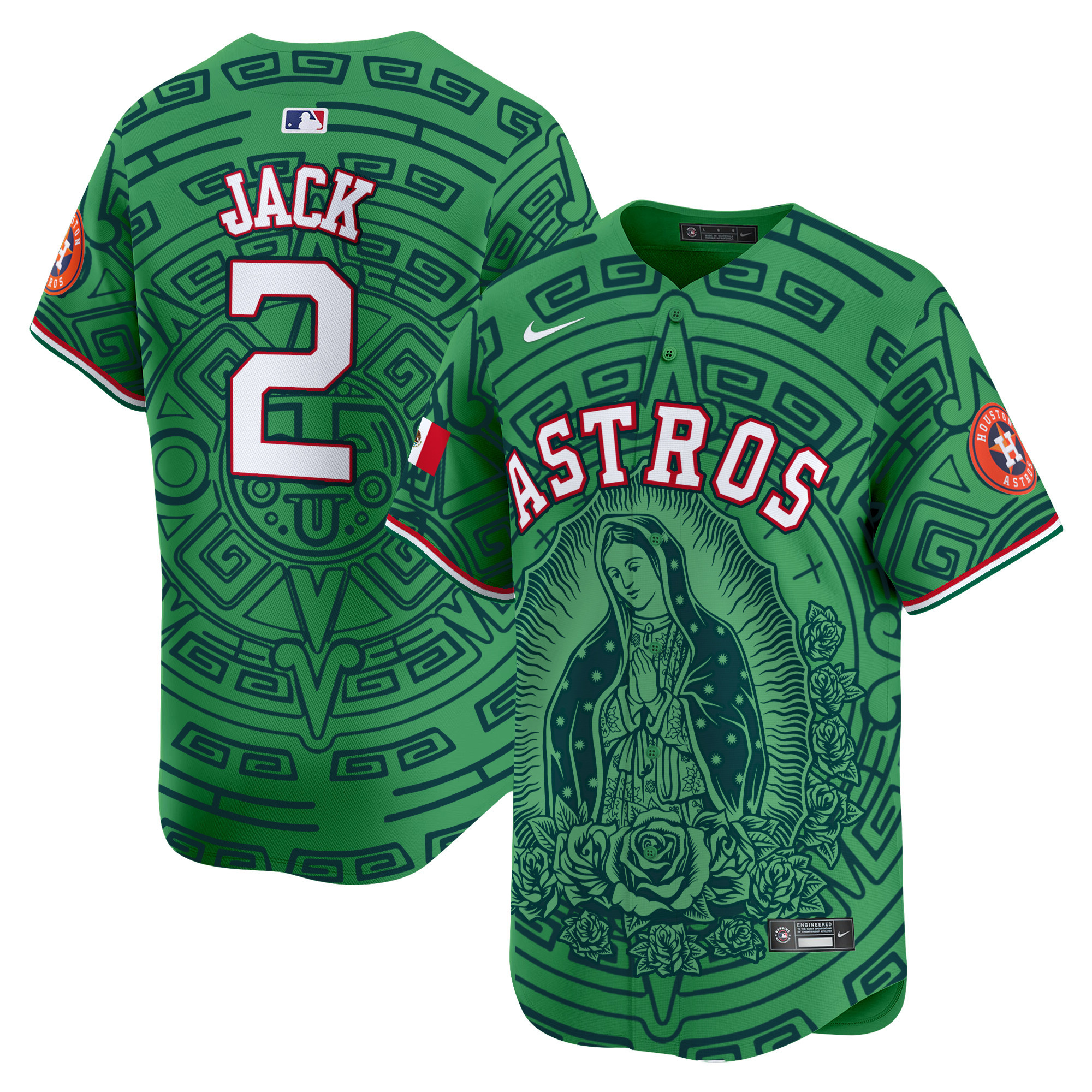 Men's Travis Scott Houston Astros Mexico Guadalupe Vapor Premier Limited Green Jersey - Printed