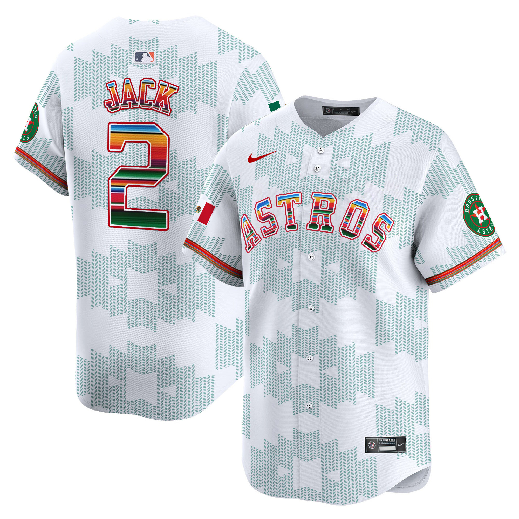 Men's Travis Scott Houston Astros Mexico Serape Style Vapor Premier Limited White Jersey V2- Printed