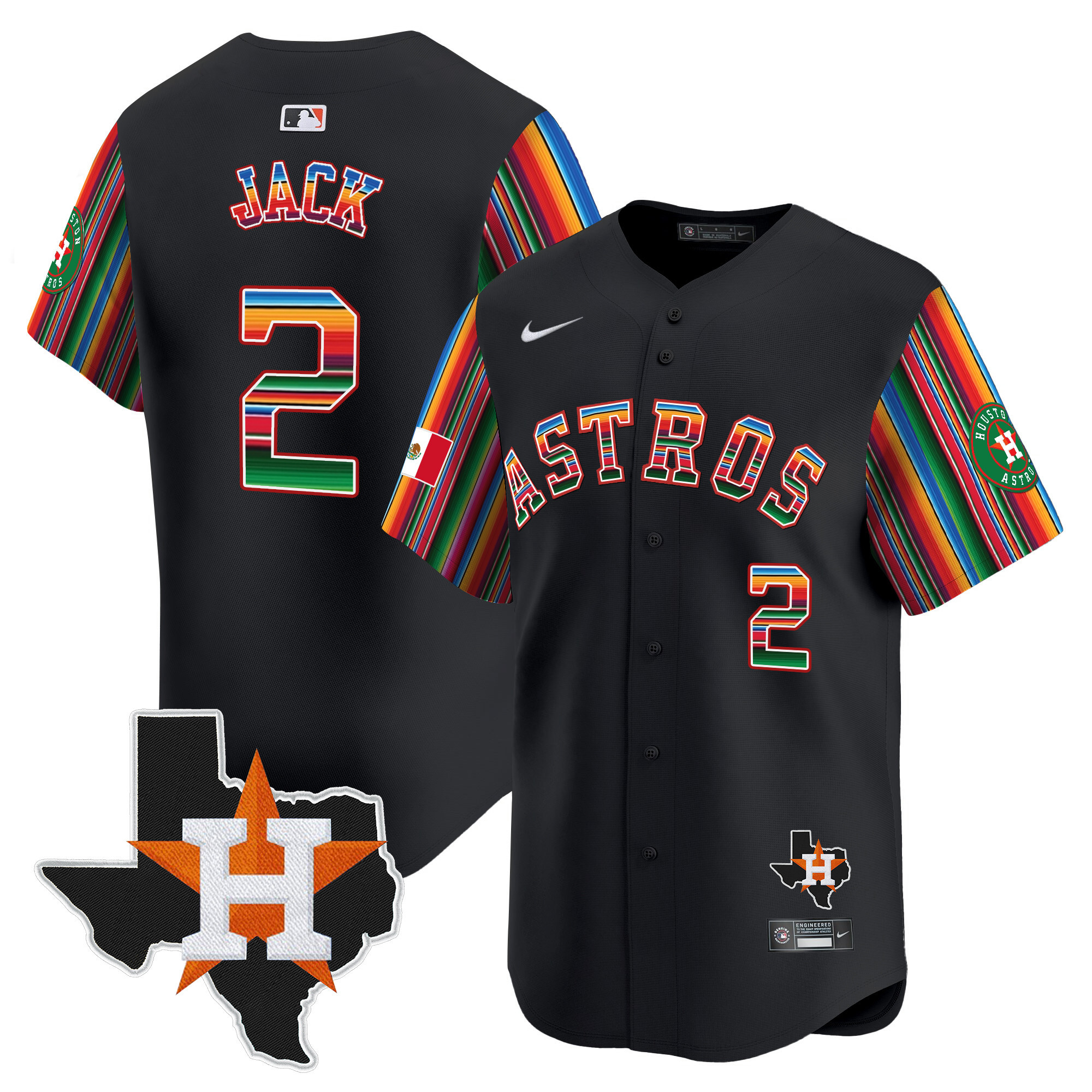 Men's Travis Scott Houston Astros Mexico Texas Patch Vapor Premier Limited Black Jersey V5 - All Stitched